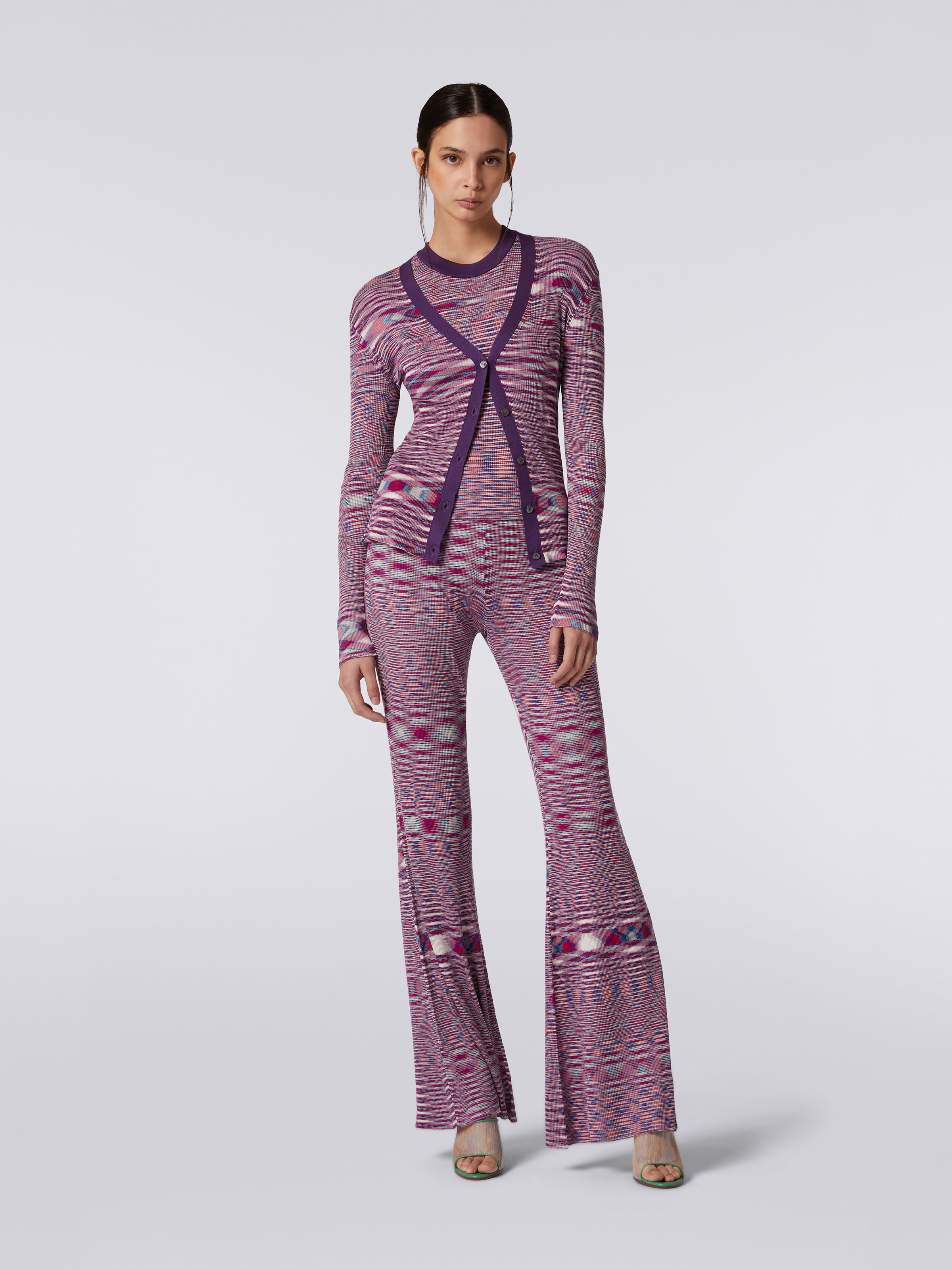 Cardigan en soie flammée, Multicolore  - 1