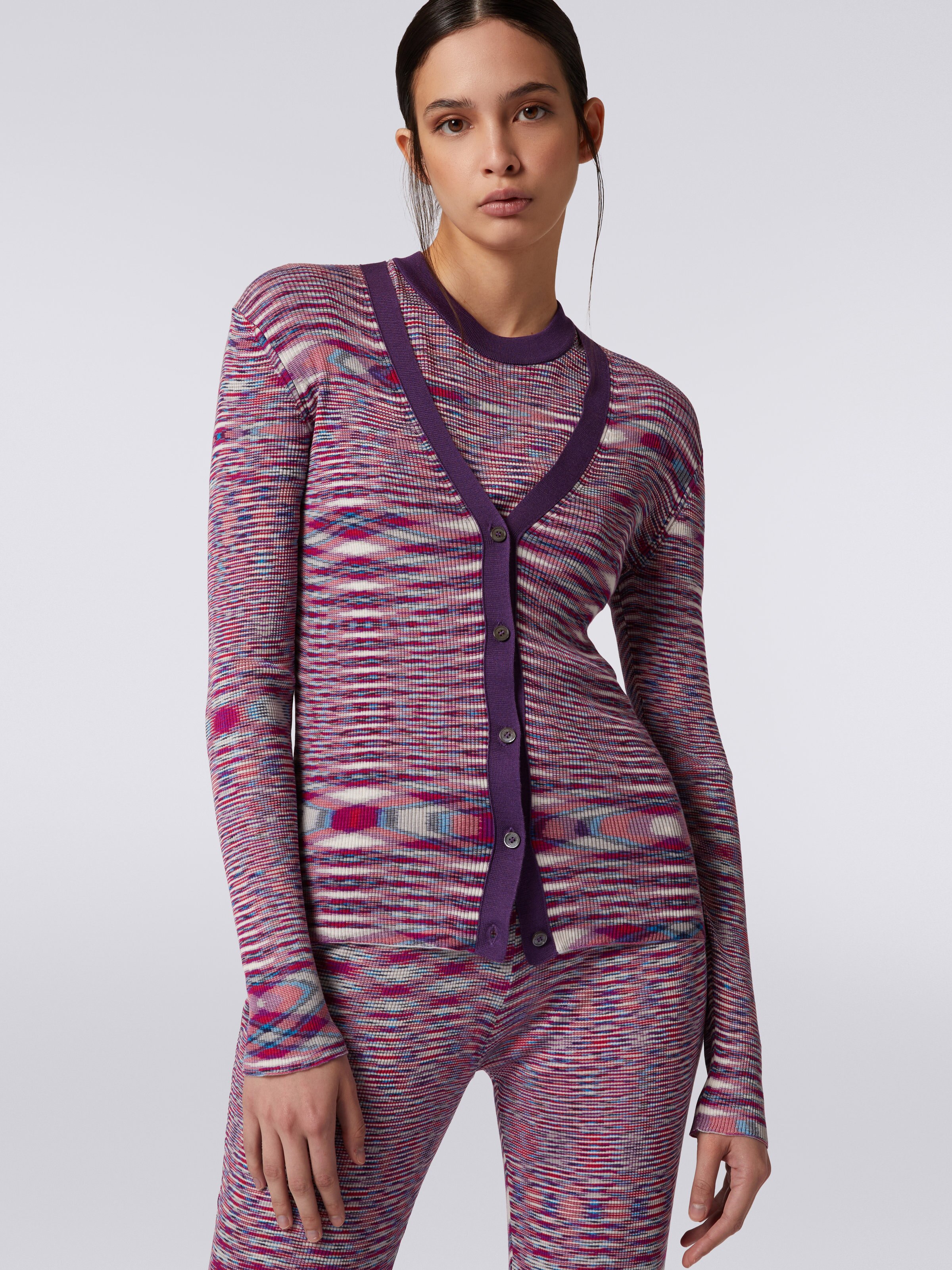 Cardigan en soie flammée, Multicolore  - 4