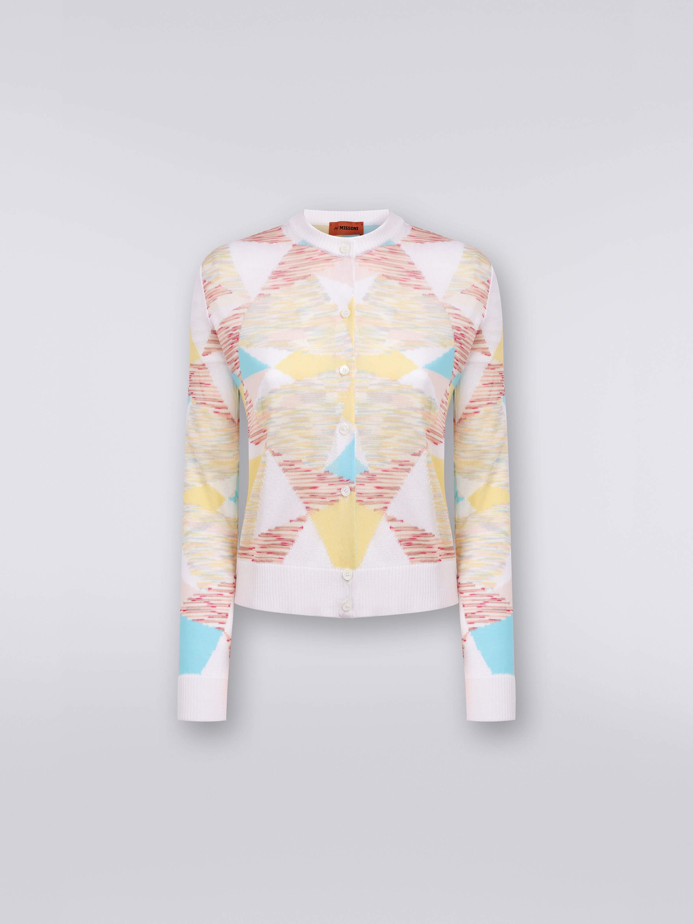 Viscose blend cardigan with star pattern, Multicoloured - 0
