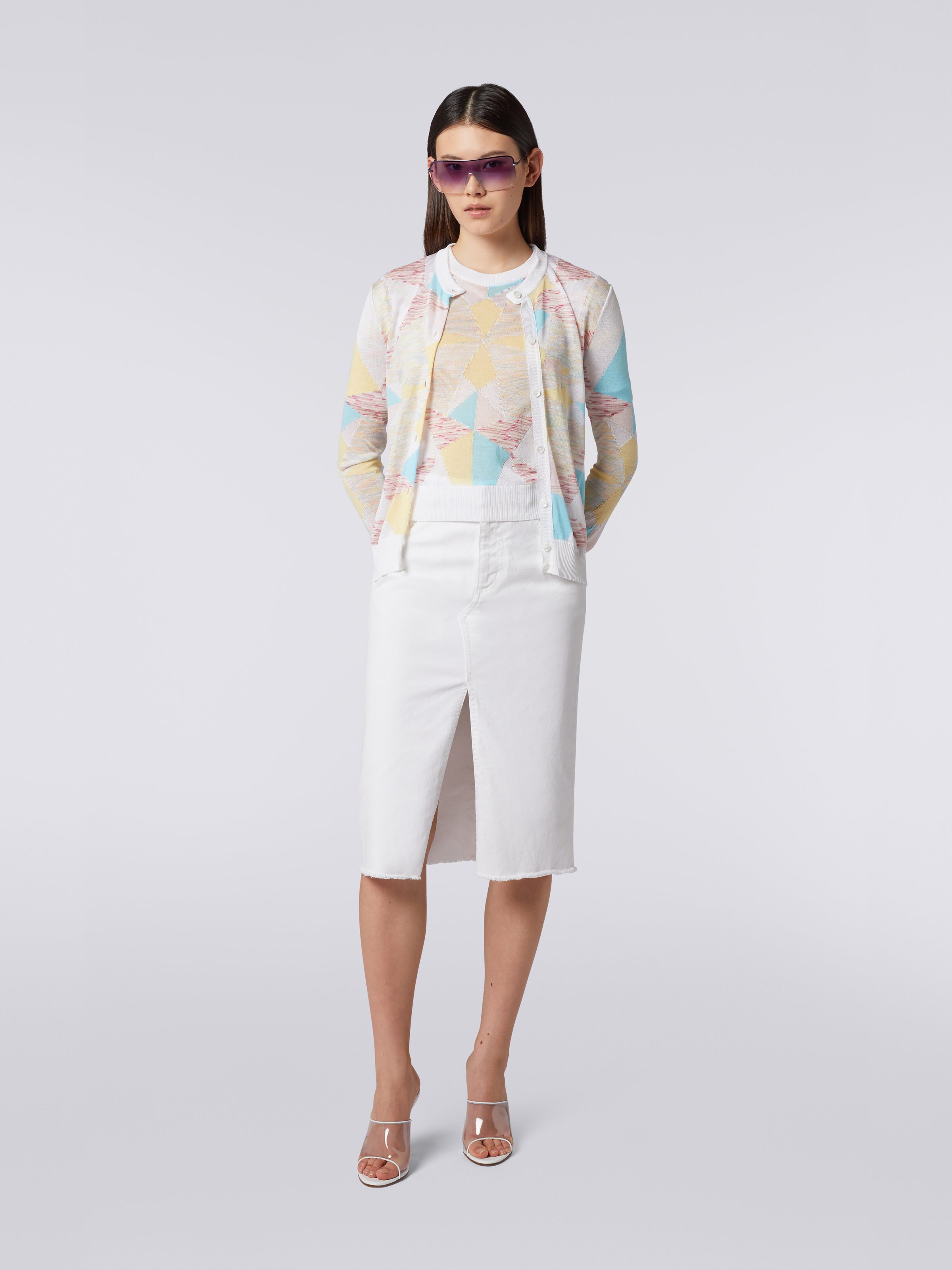 Viscose blend cardigan with star pattern, Multicoloured - 1