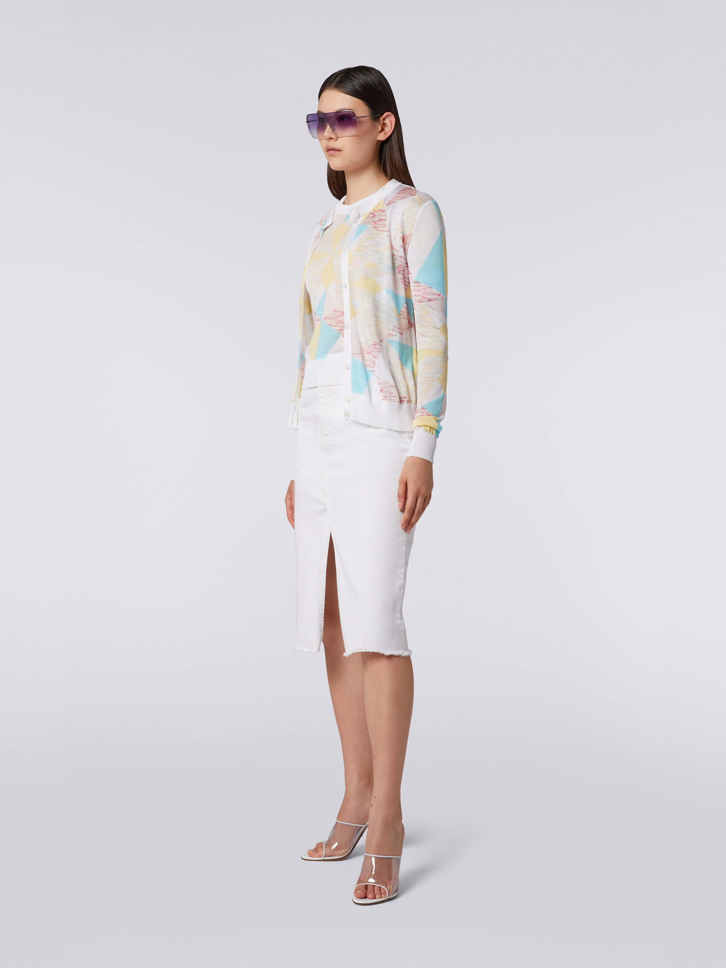 Viscose blend cardigan with star pattern, Multicoloured - 2