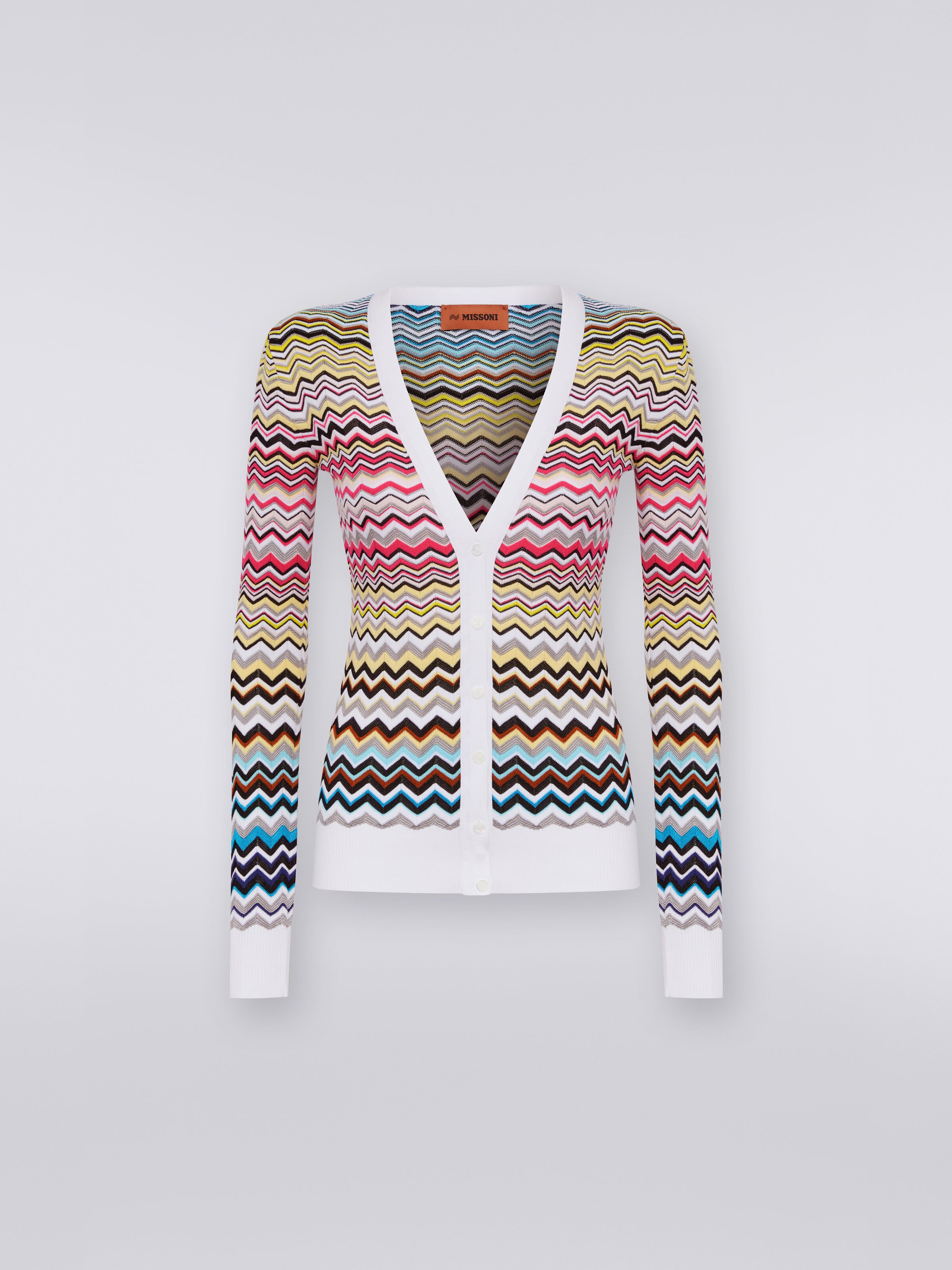 Cardigan en viscose à chevrons dégradés, Multicolore  - 0