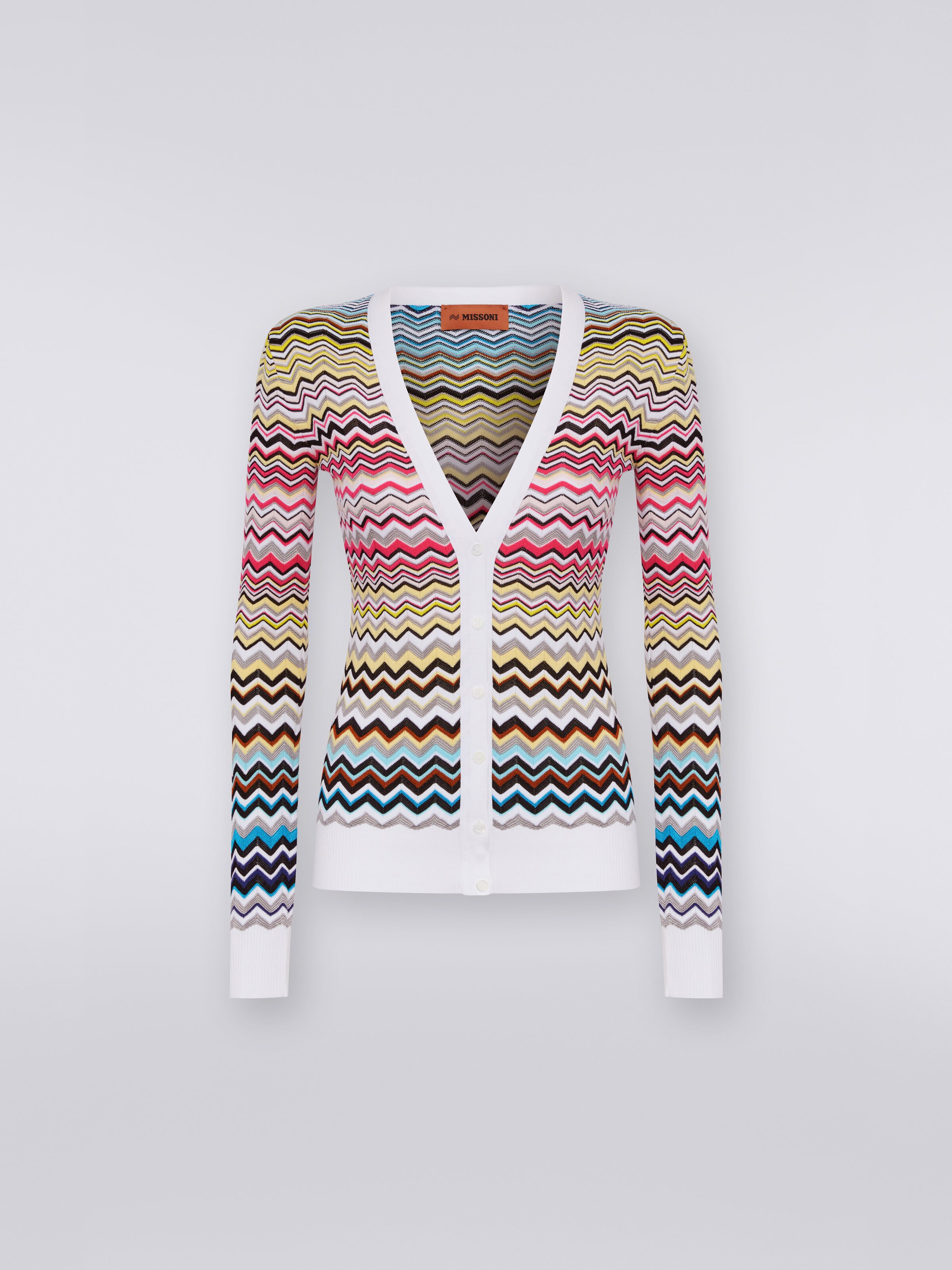 Dégradé chevron viscose cardigan, Multicoloured - 0