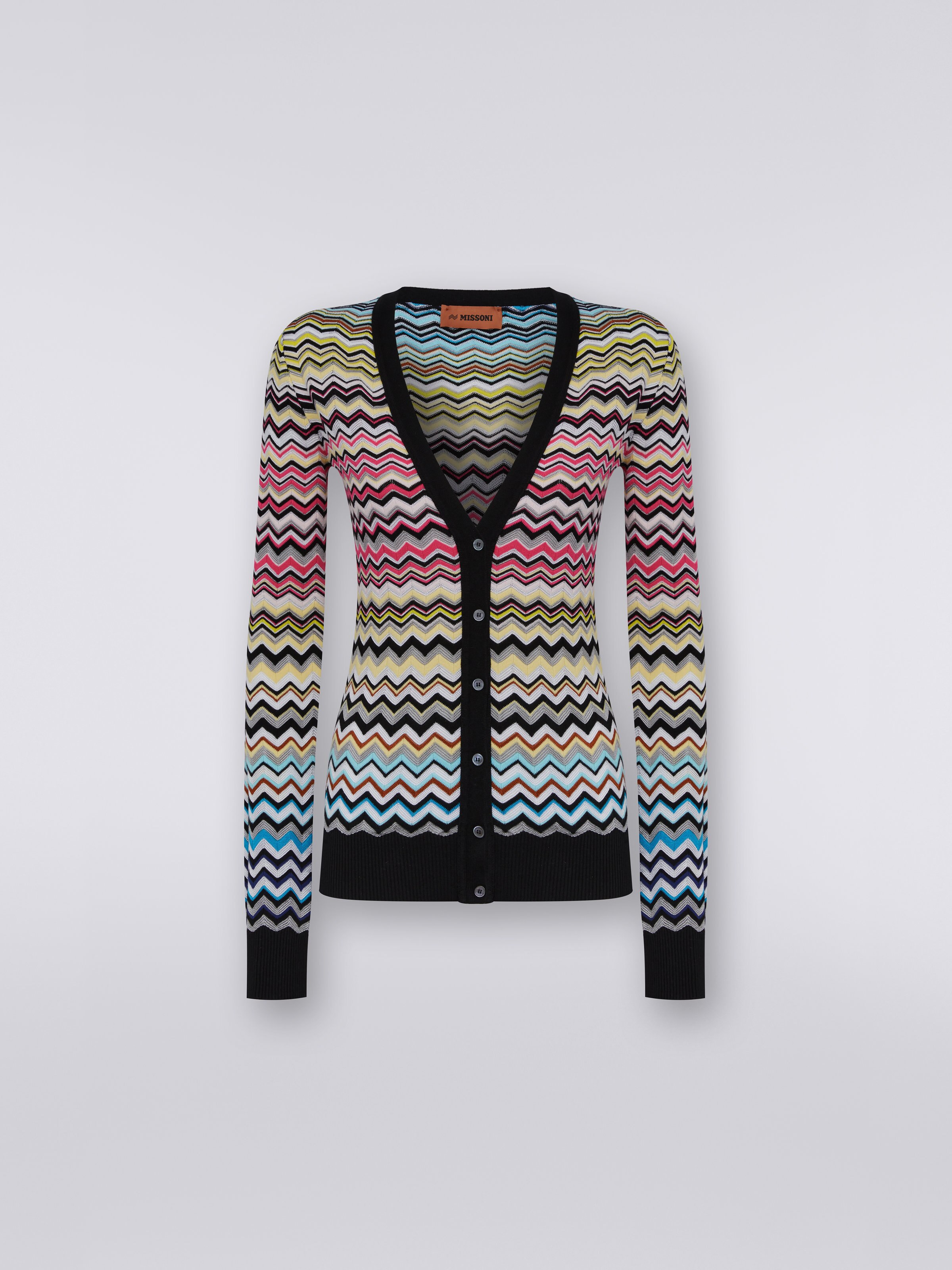 Dégradé chevron viscose cardigan, Multicoloured - 0