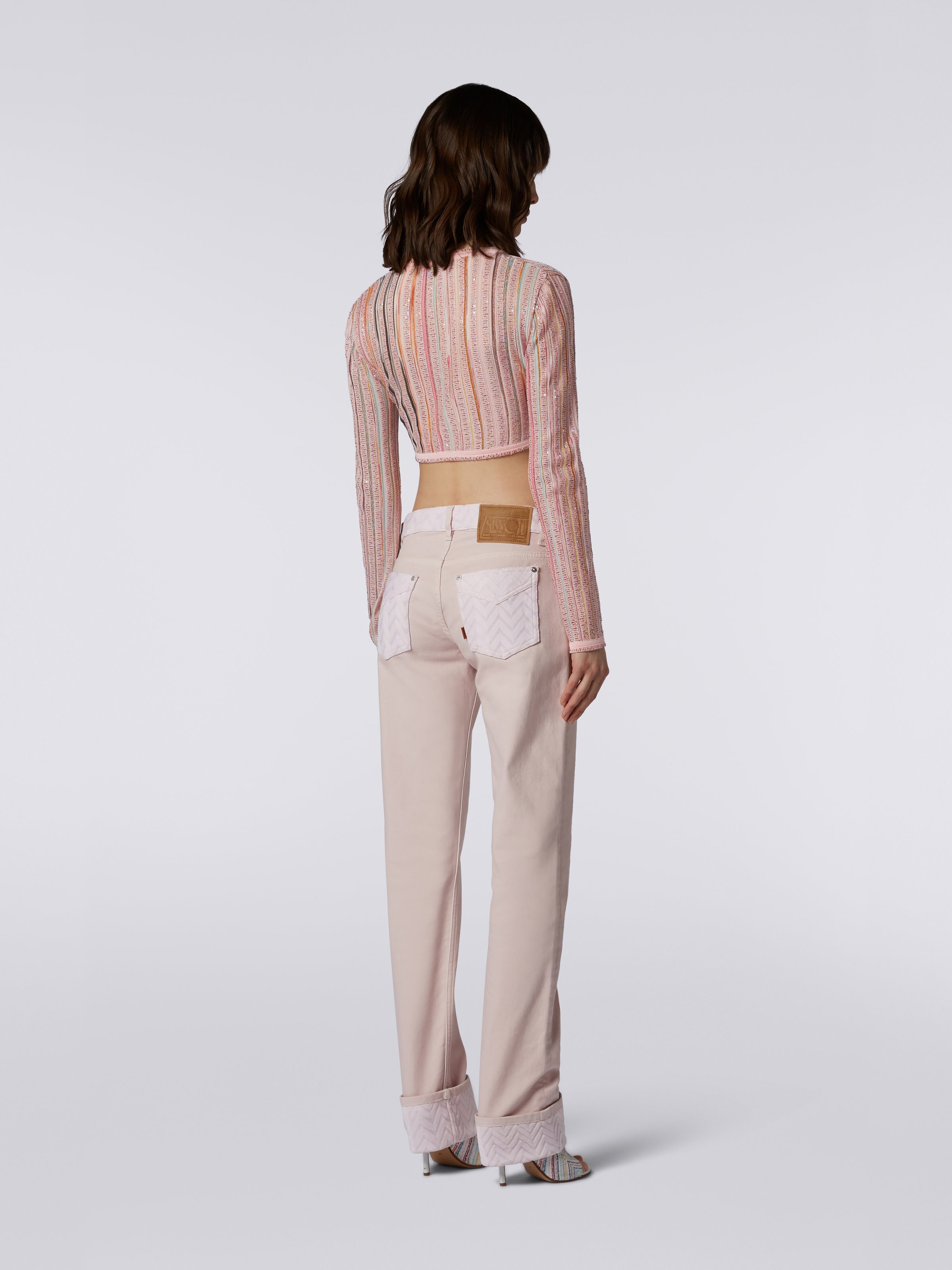 Ribbed knit crop cardigan with sequins, Pink & Multicoloured - 3