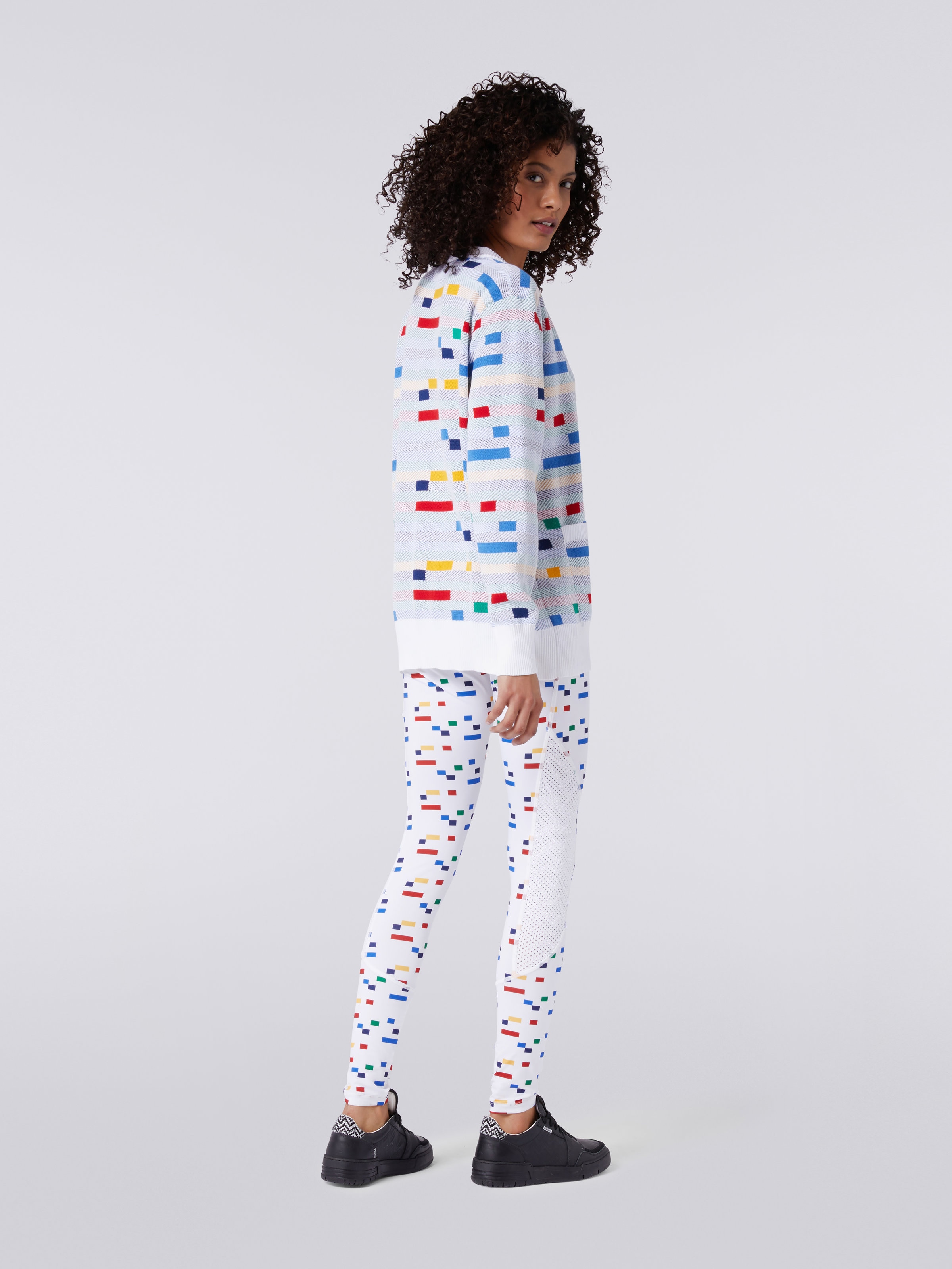 Cotton knit cardigan with logo, White & Multicoloured Heritage - 3