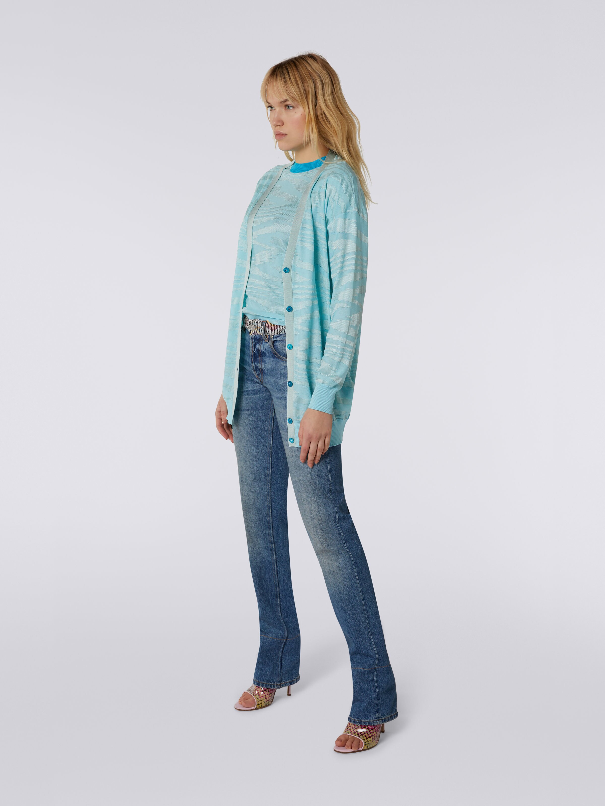 Cardigan oversize en coton et viscose, Bleu Ciel - 2