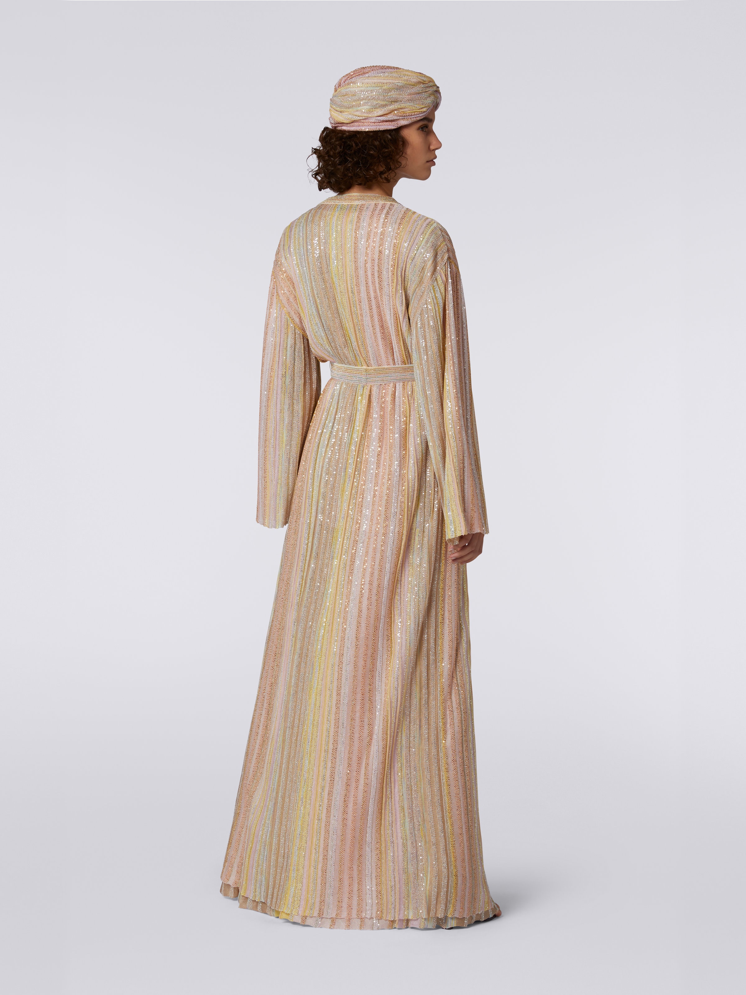 Long cardigan à rayures verticales et lurex, Multicolore  - 3