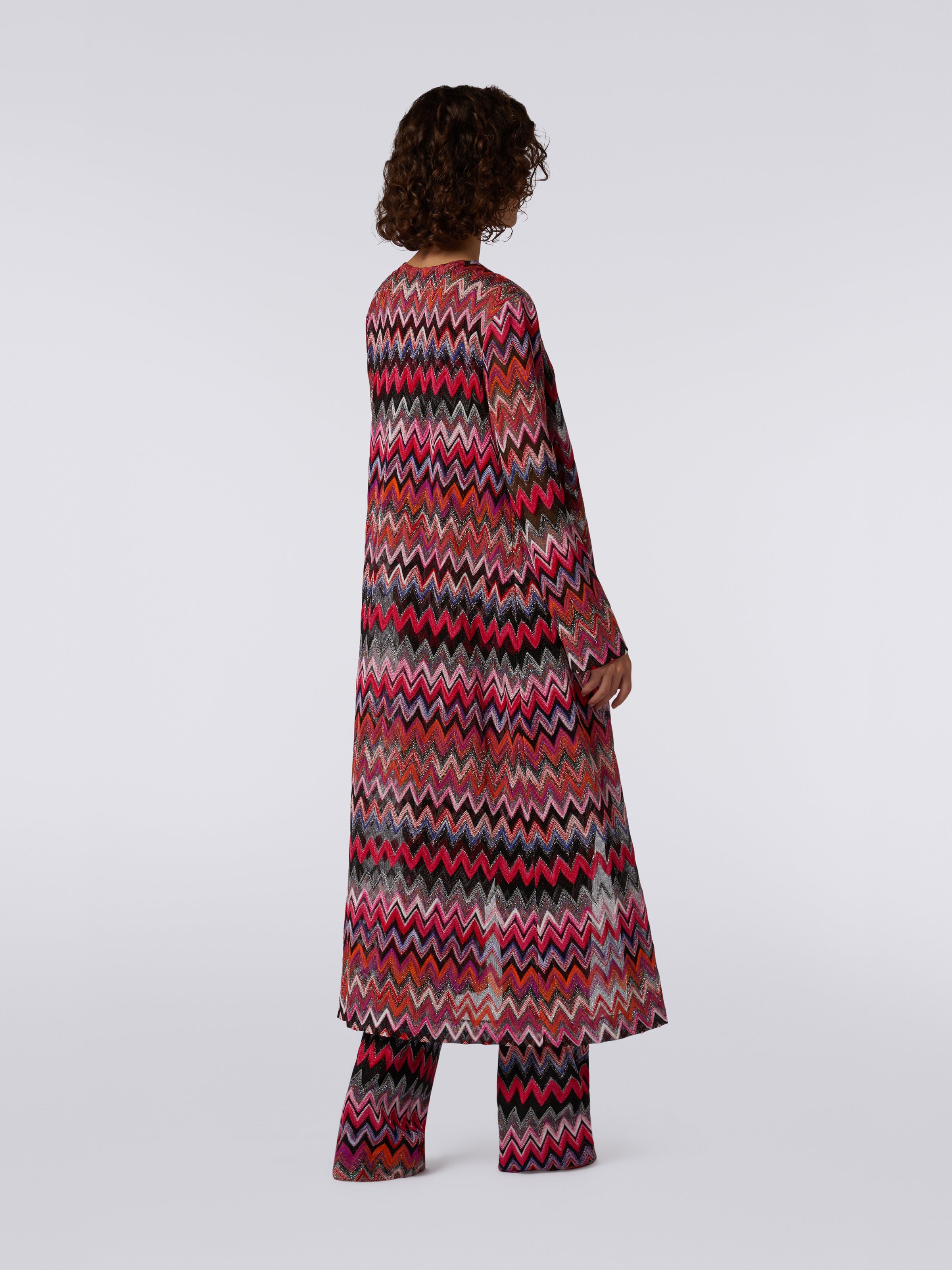 Long cardigan in lamé viscose blend, Black & Pink  - 3