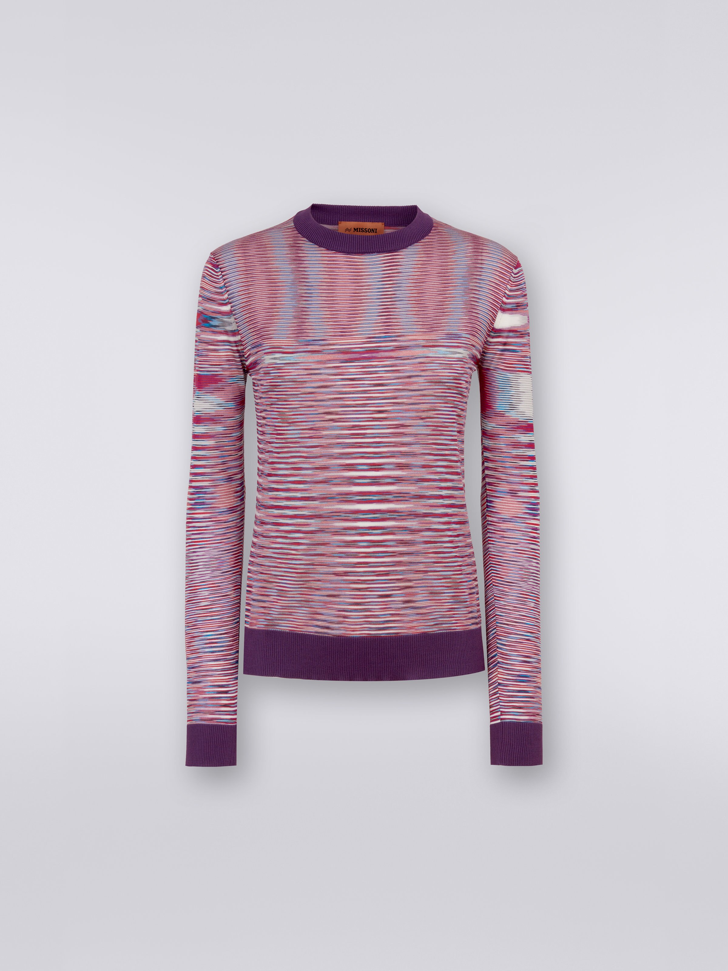 Pull à col ras du cou en soie flammée, Multicolore  - 0