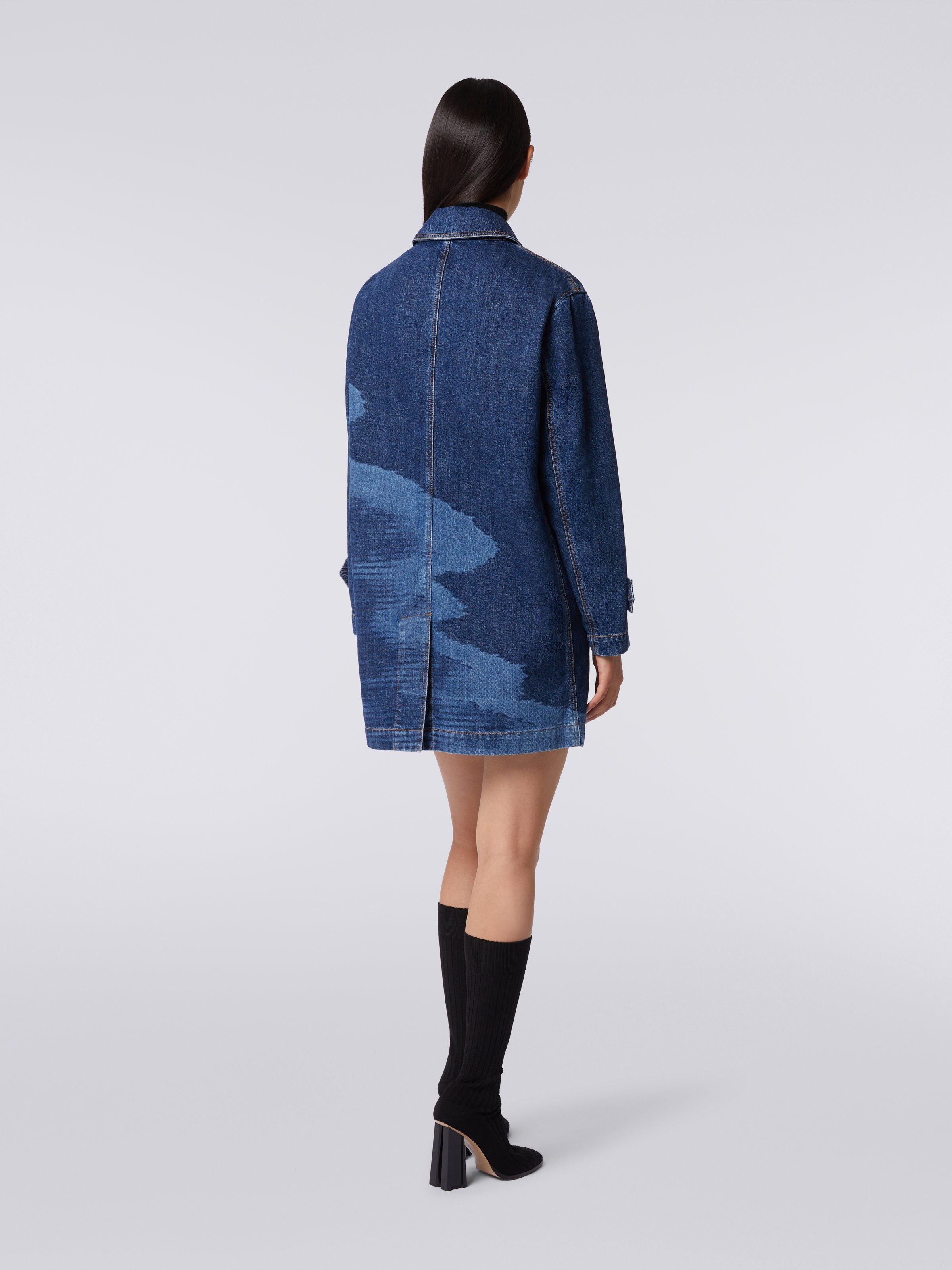 Trenchcoat aus Denim in Flammgarnoptik, Blau - 3