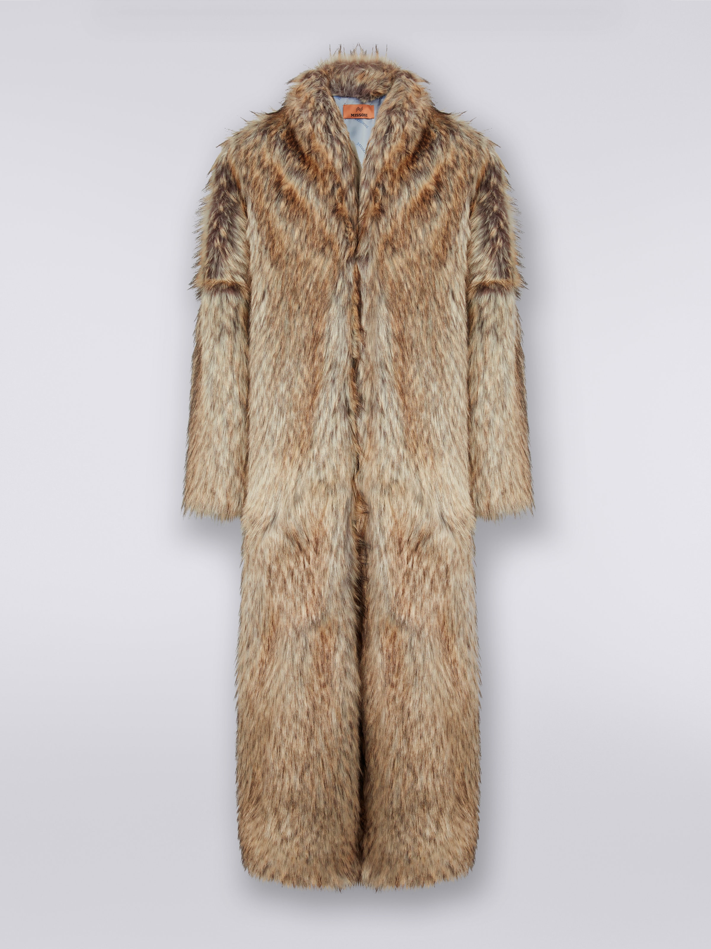 Long faux fur coat, Multicoloured  - 0