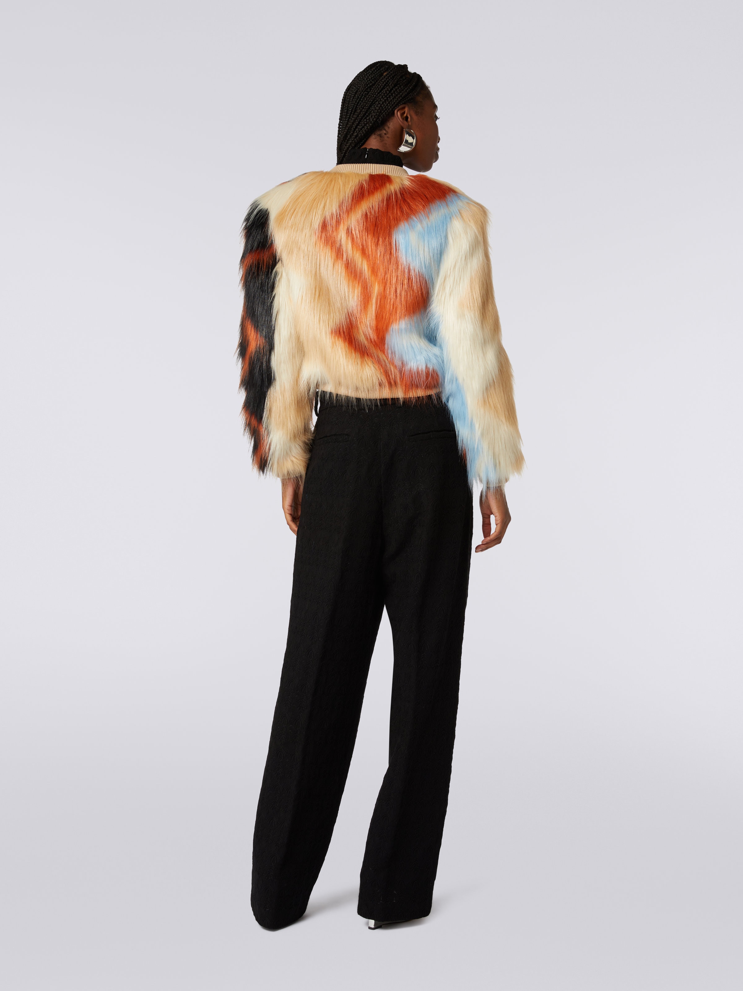 Bomber in faux fur zig zag, Multicolore  - 3