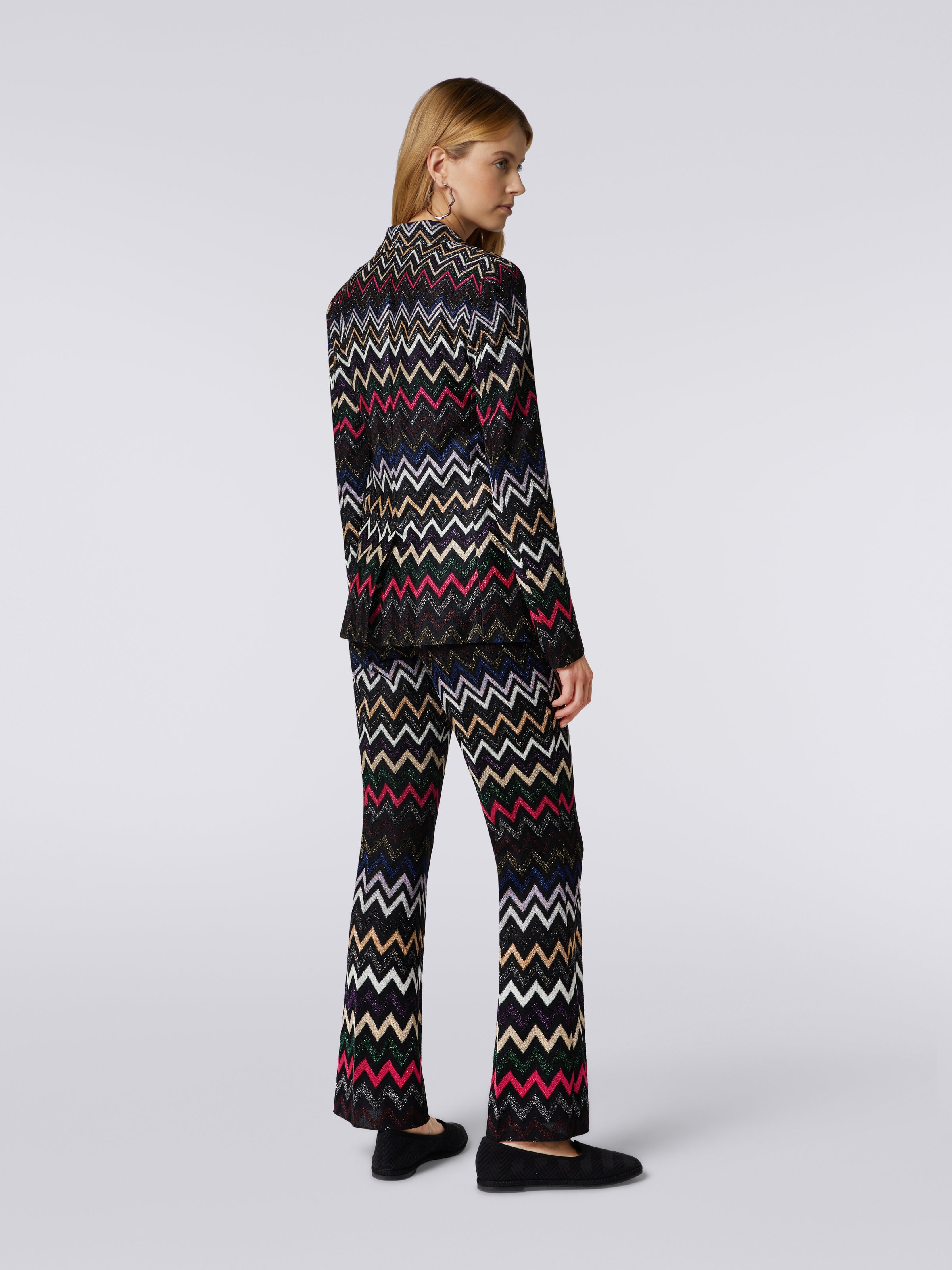 Lamé viscose blazer with chevron pattern, Multicoloured  - 3