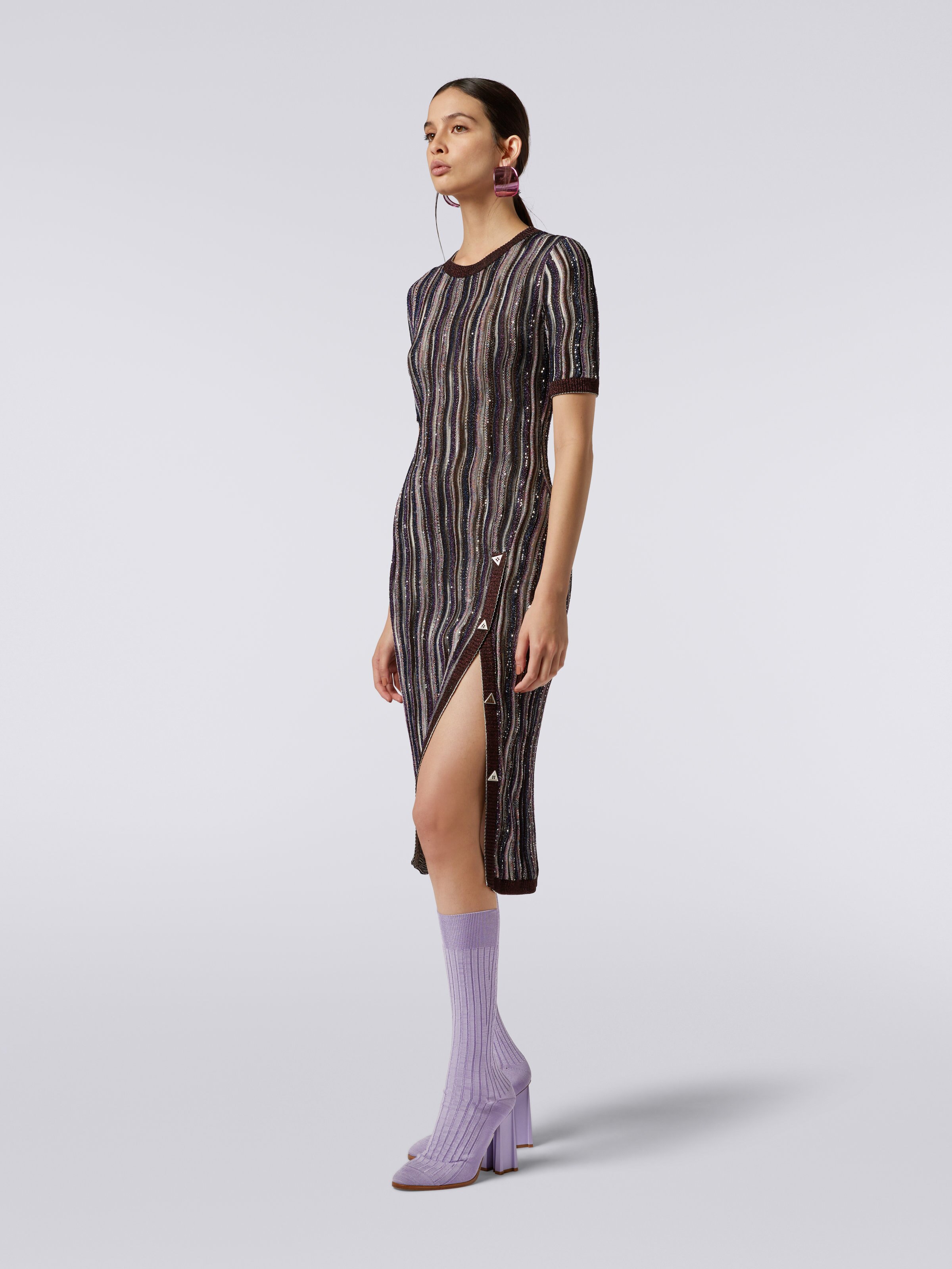 Vertical striped dress with sequins, Multicoloured  - 2