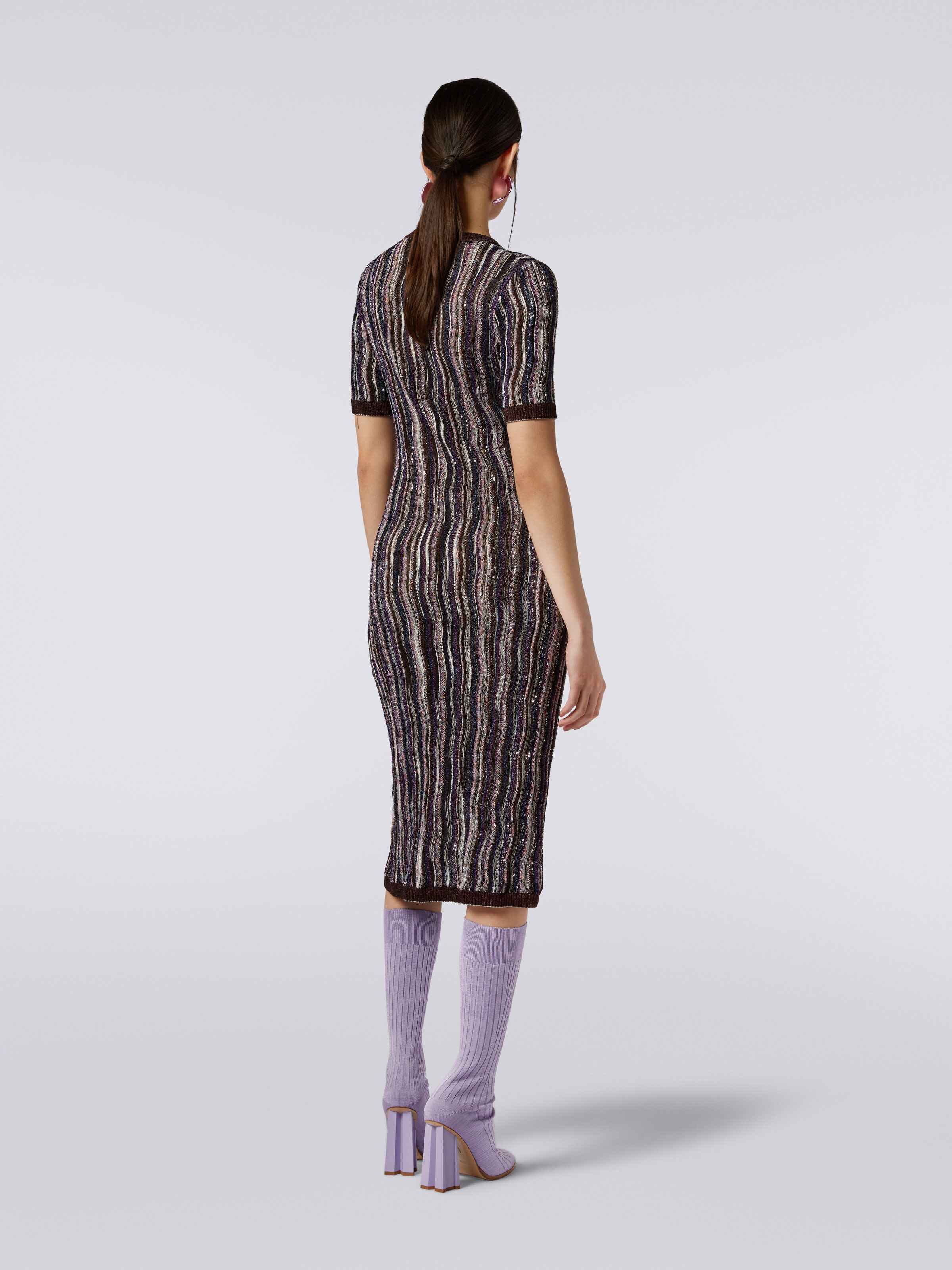 Vertical striped dress with sequins, Multicoloured  - 3