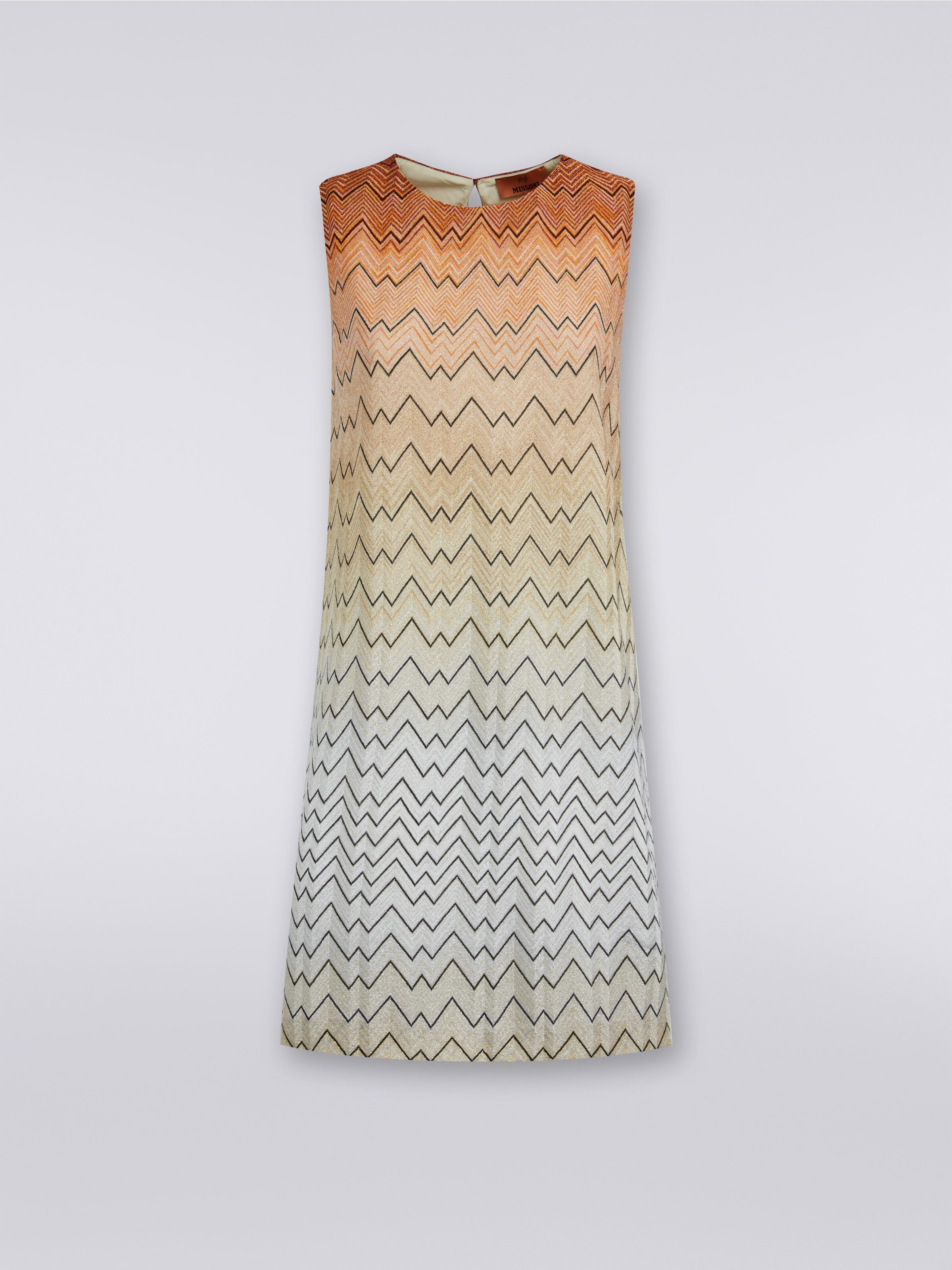 Zigzag viscose blend mini dress with lurex , White  - 0