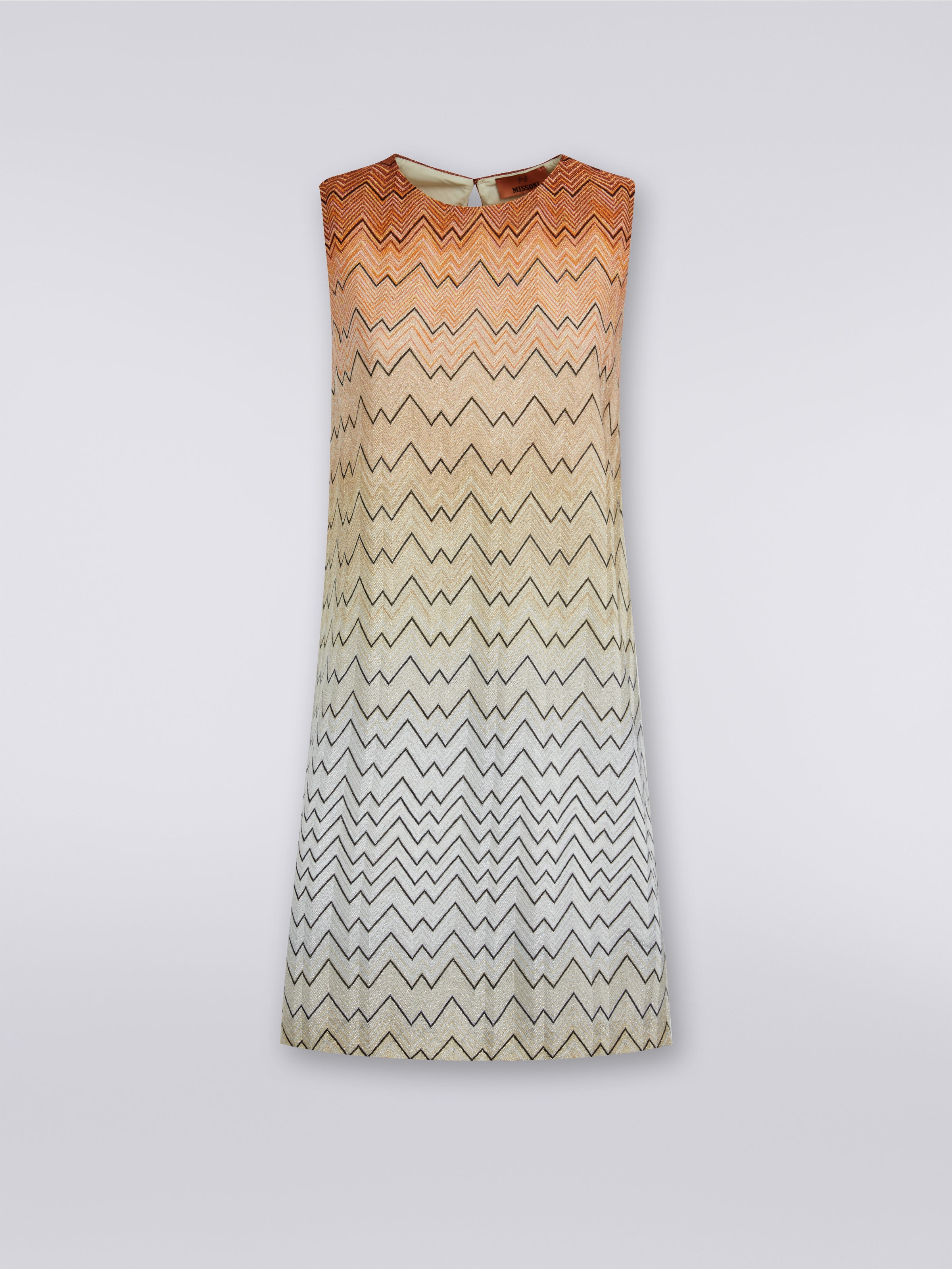 Miniabito in viscosa zig zag con lurex, Bianco  - 0