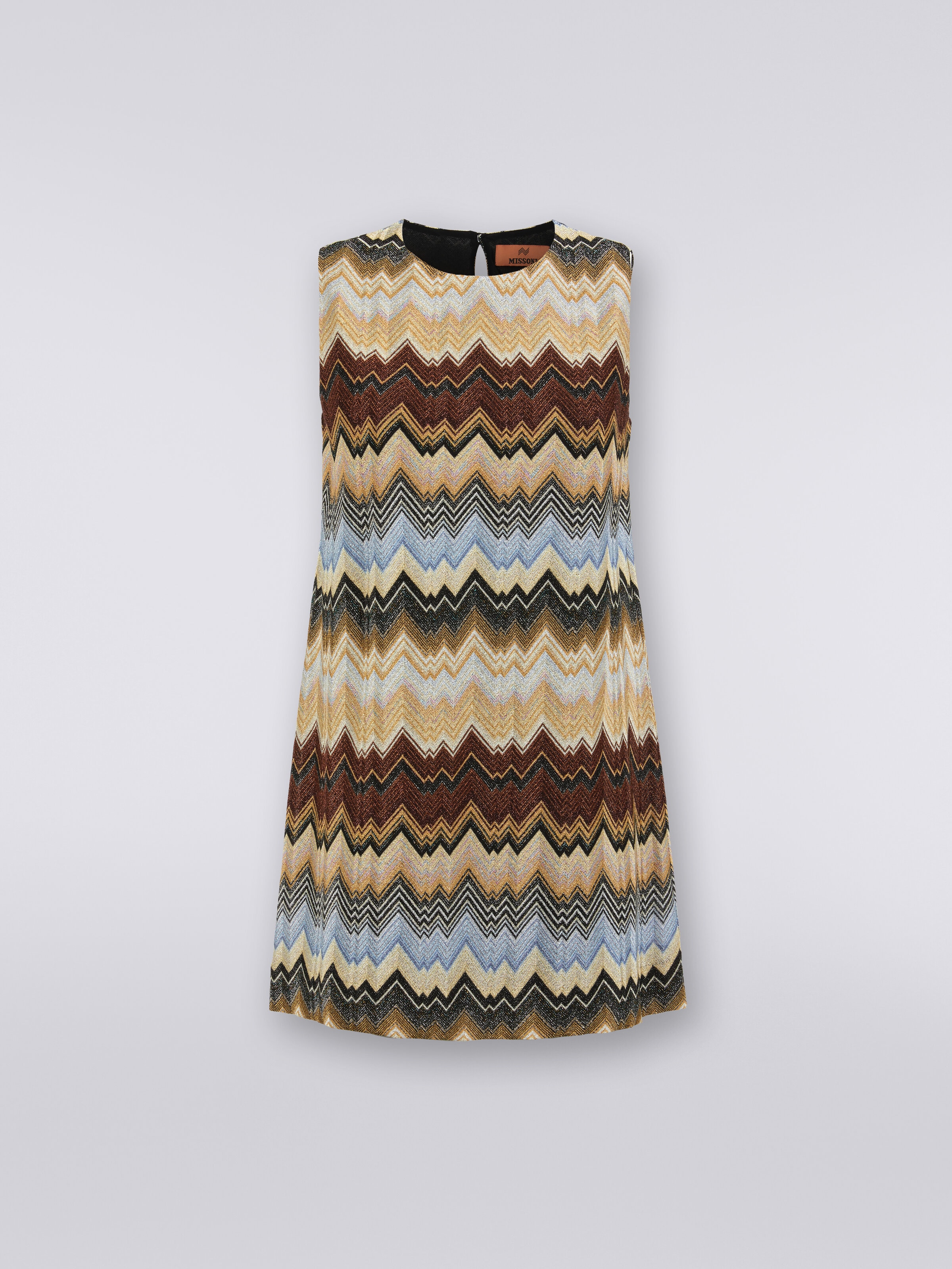 Miniabito plissée in viscosa zig zag lamé, Multicolore  - 0