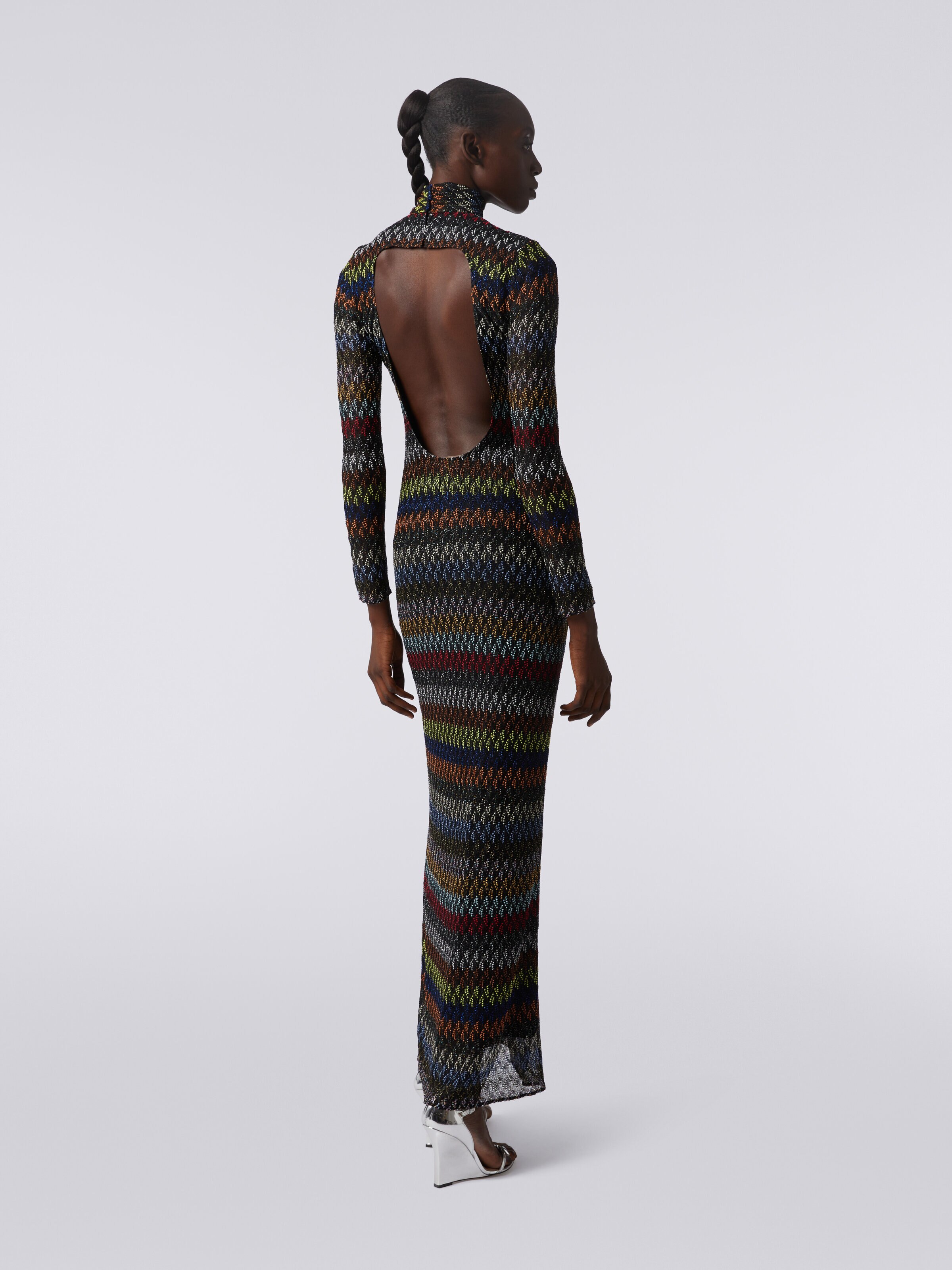 Robe longue en viscose lamé à finitions raschel, Multicolore  - 3