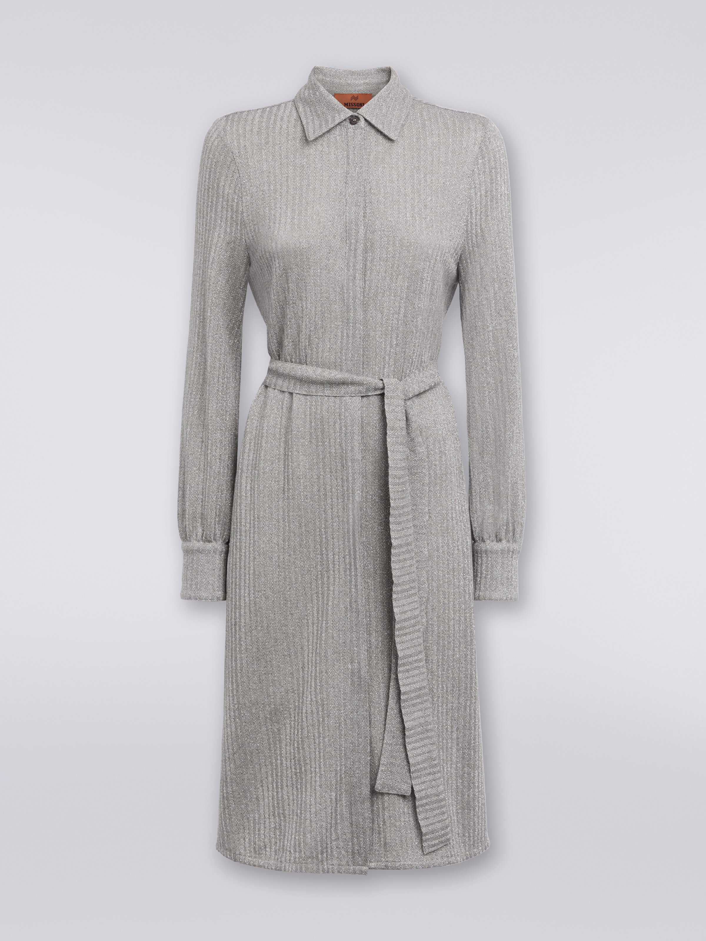 Cotton and viscose lamé dress , Grey - 0