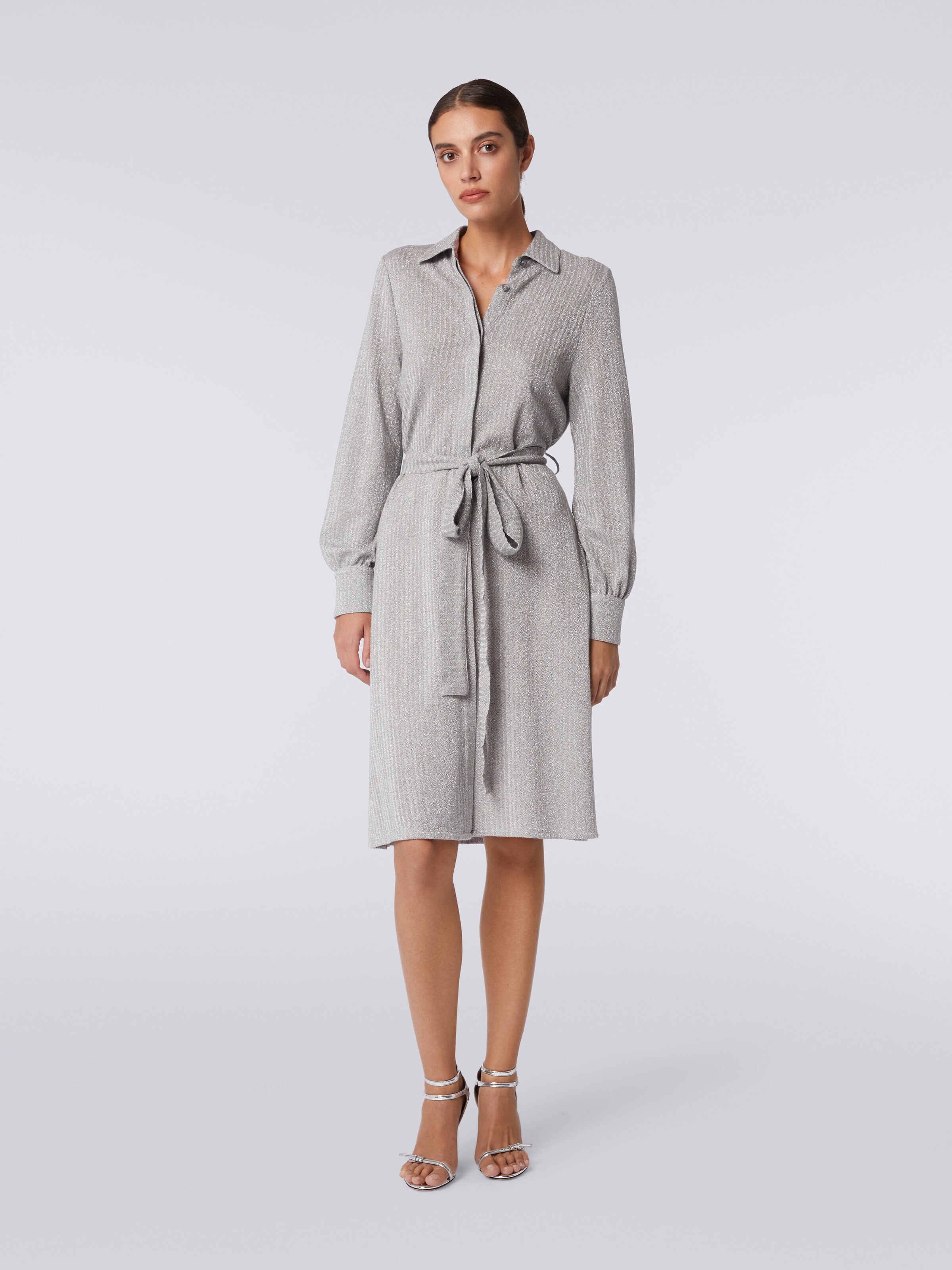 Cotton and viscose lamé dress , Grey - 1