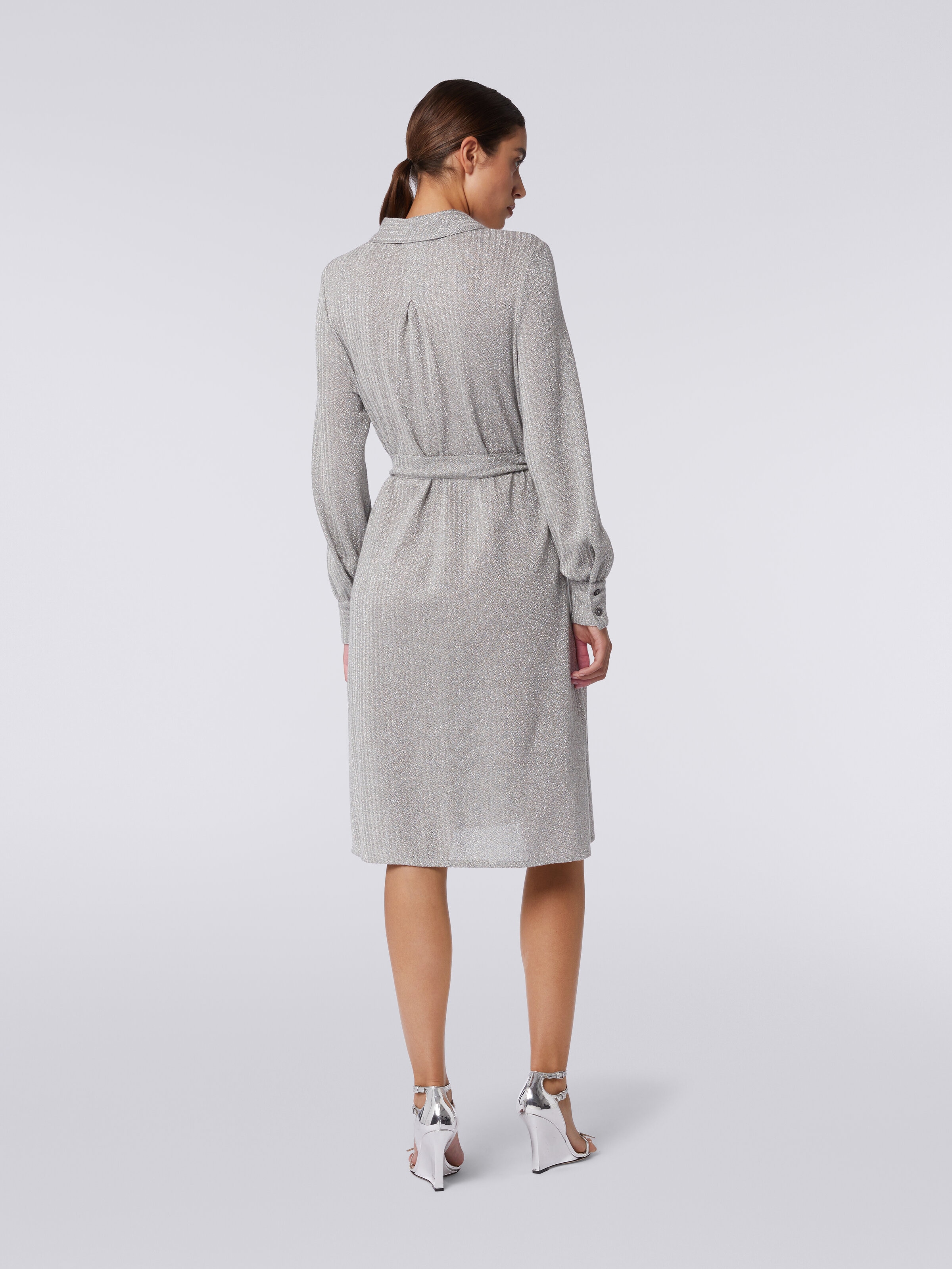Cotton and viscose lamé dress , Grey - 3
