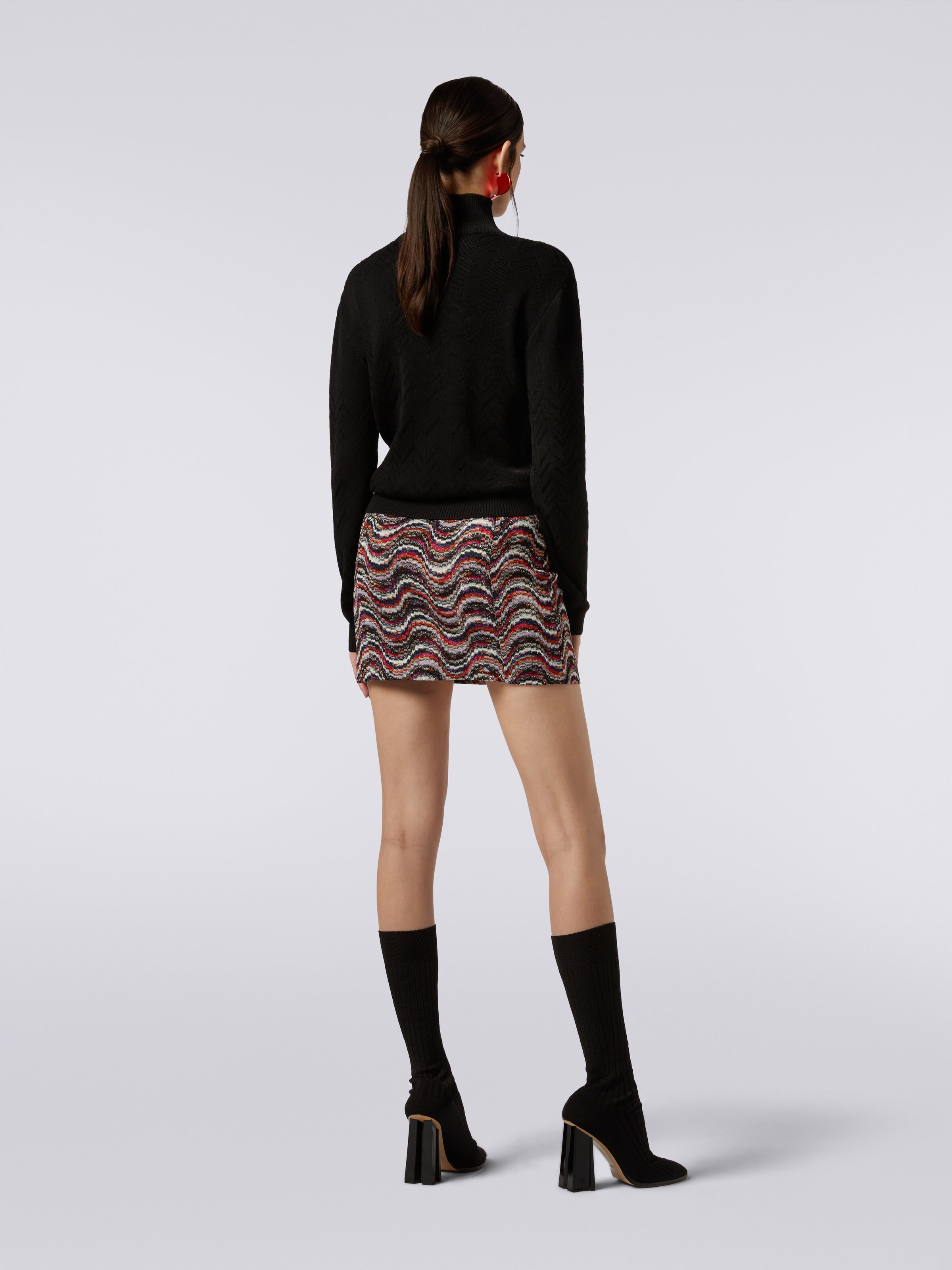 Viscose miniskirt with wave pattern and lurex, Multicoloured  - 3