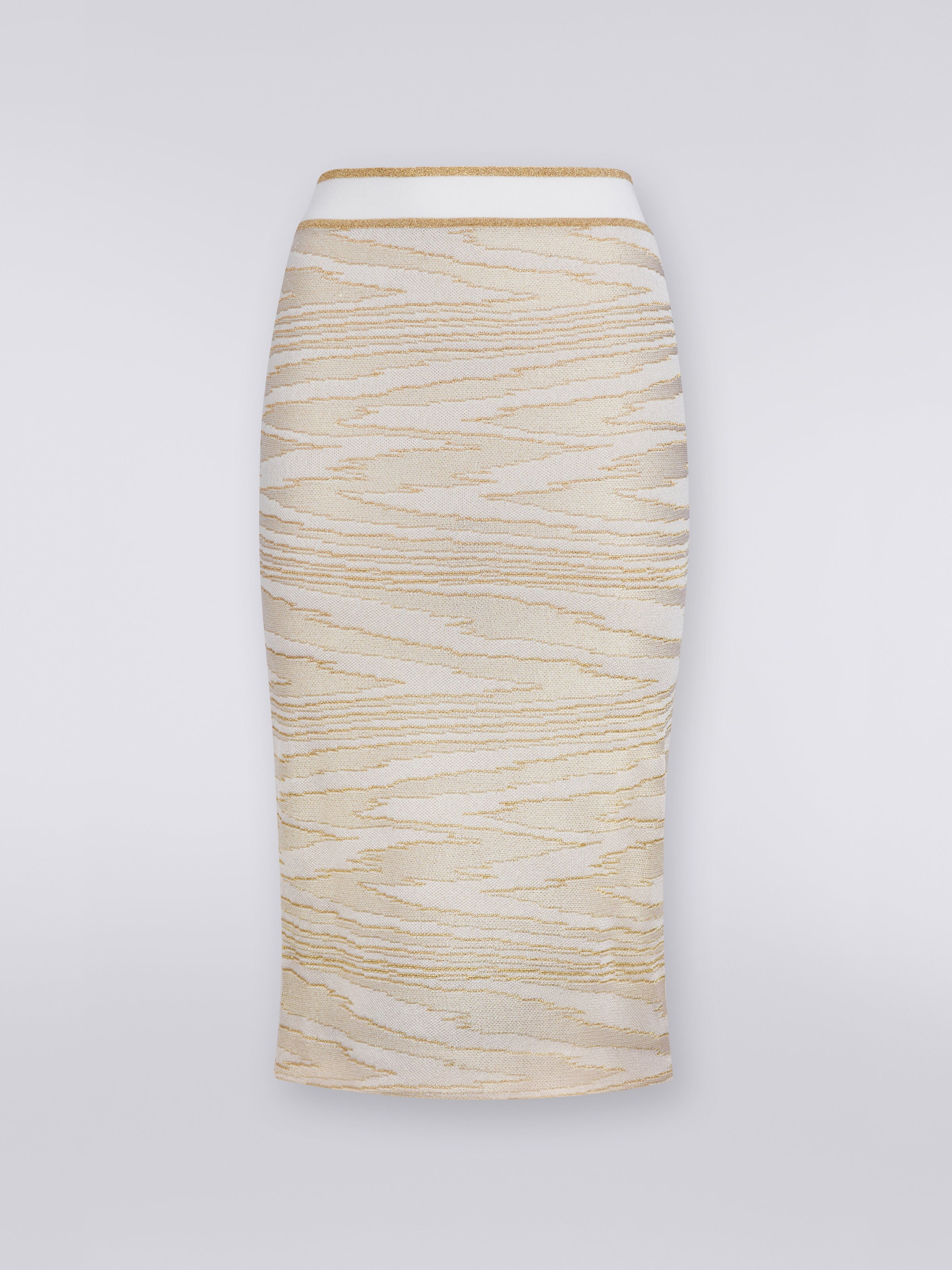 Slub viscose midi skirt with lurex, Multicoloured  - 0