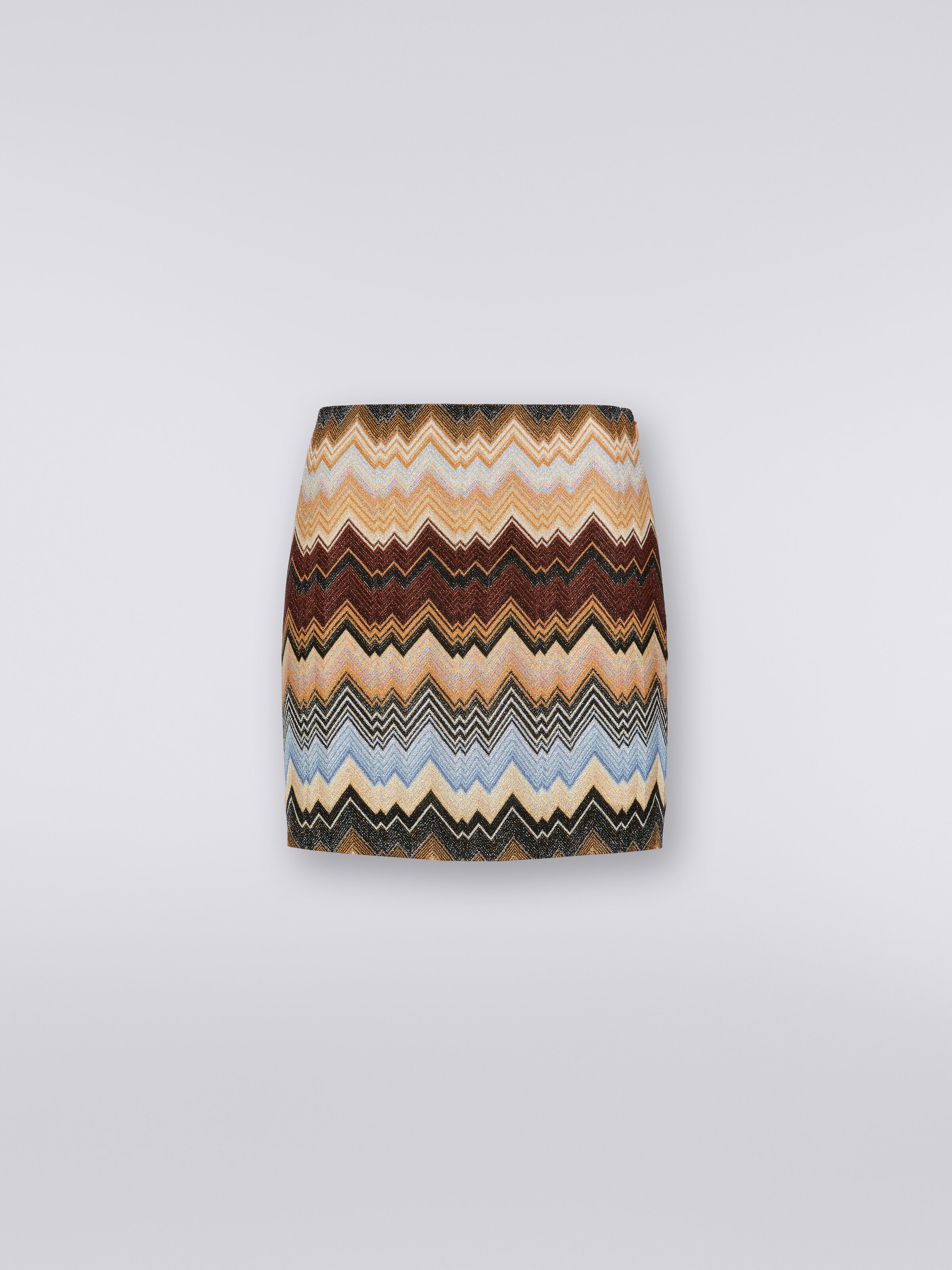 Minigonna in viscosa lamé con motivo chevron, Multicolore  - 0