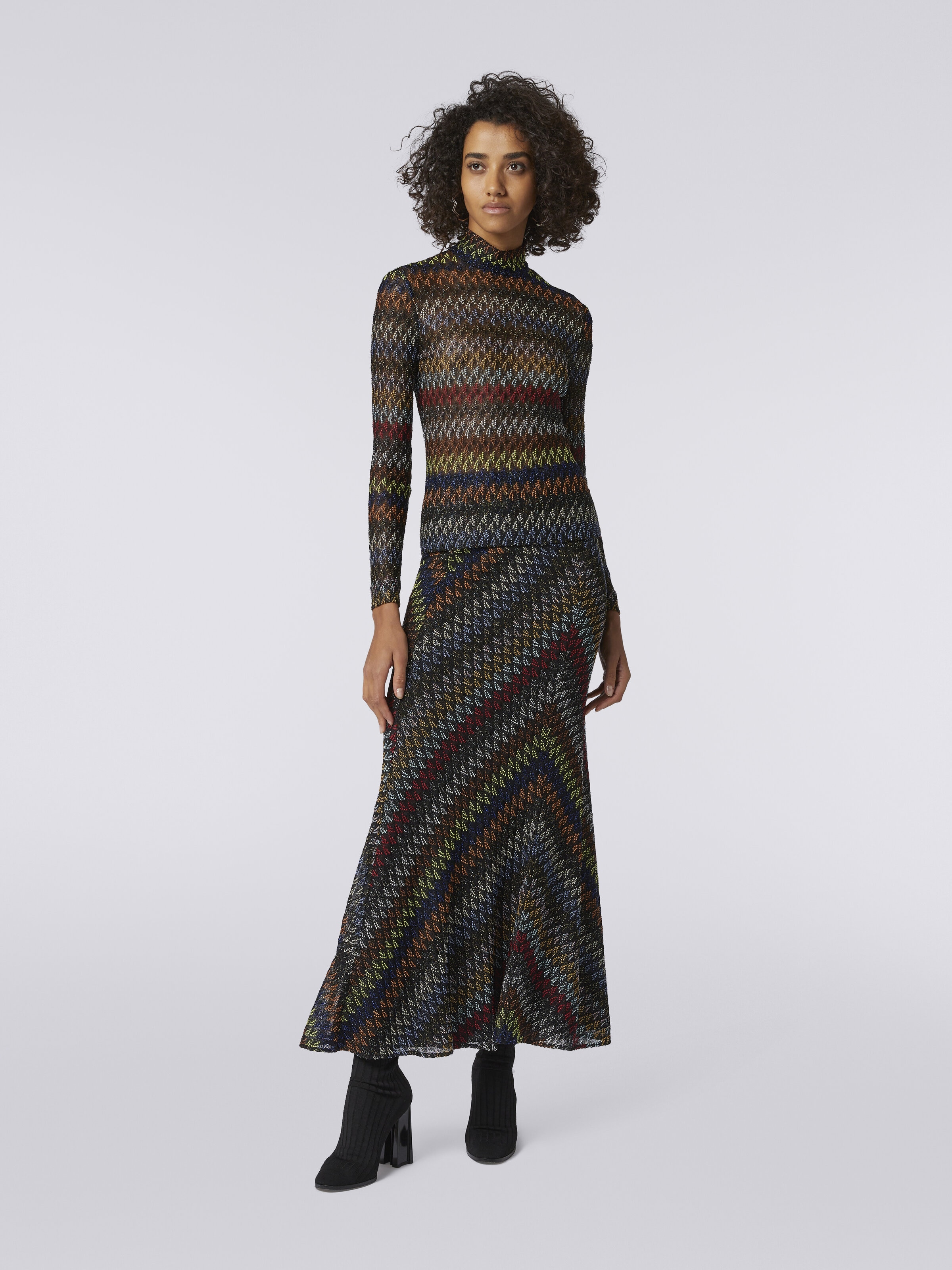 Long lamé viscose skirt, Multicoloured  - 1