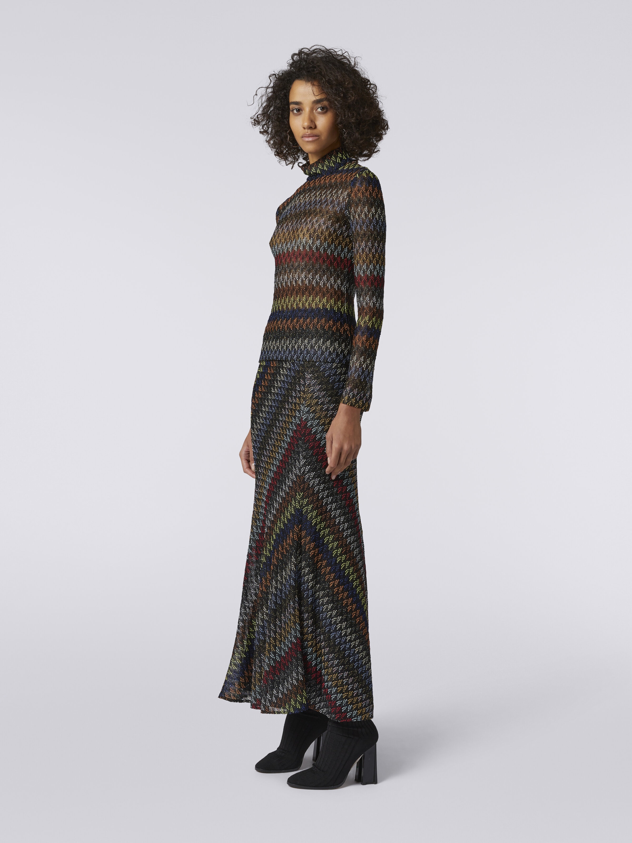 Long lamé viscose skirt, Multicoloured  - 2