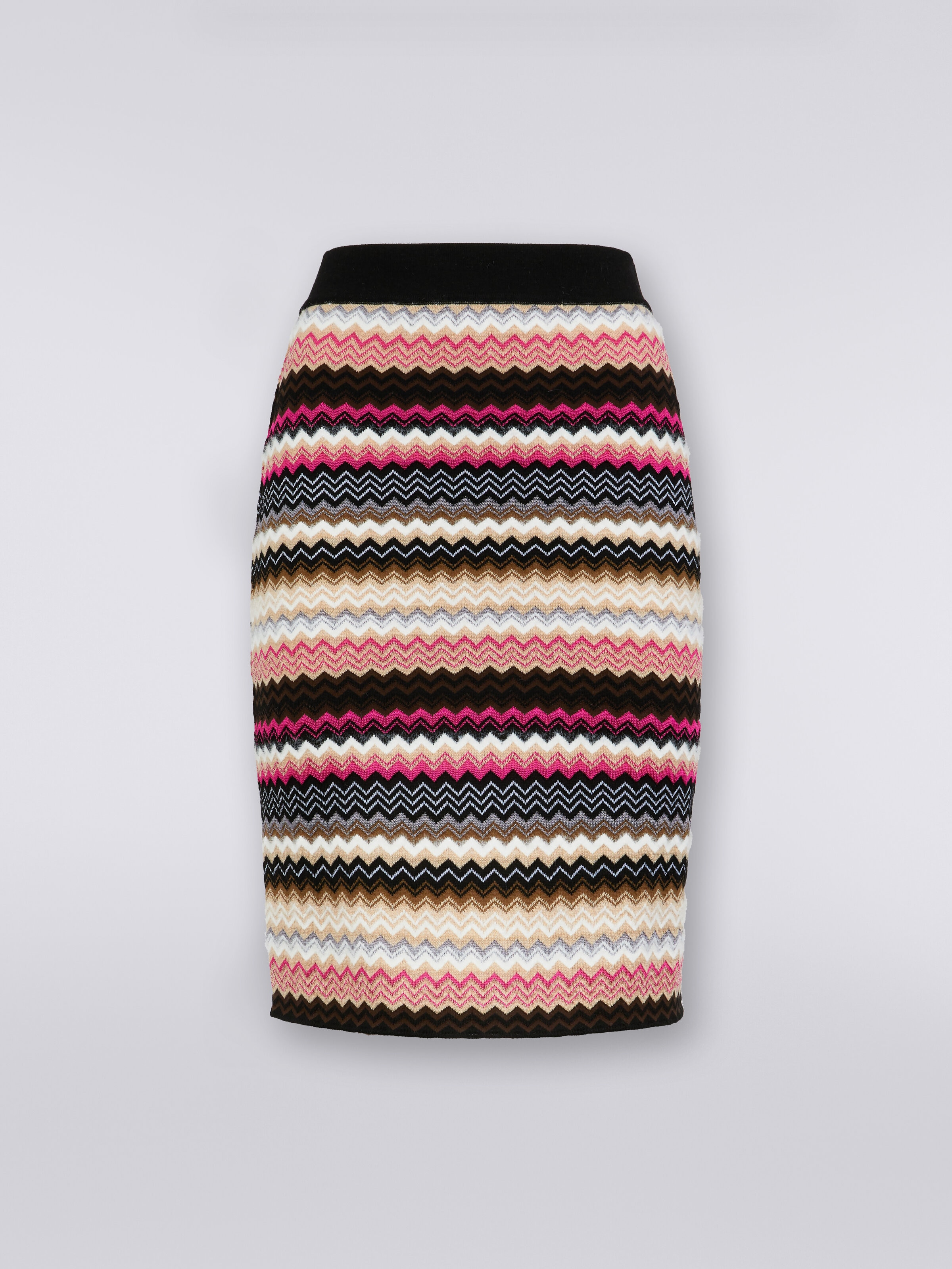 Wool blend chevron knit skirt, Multicoloured  - 0