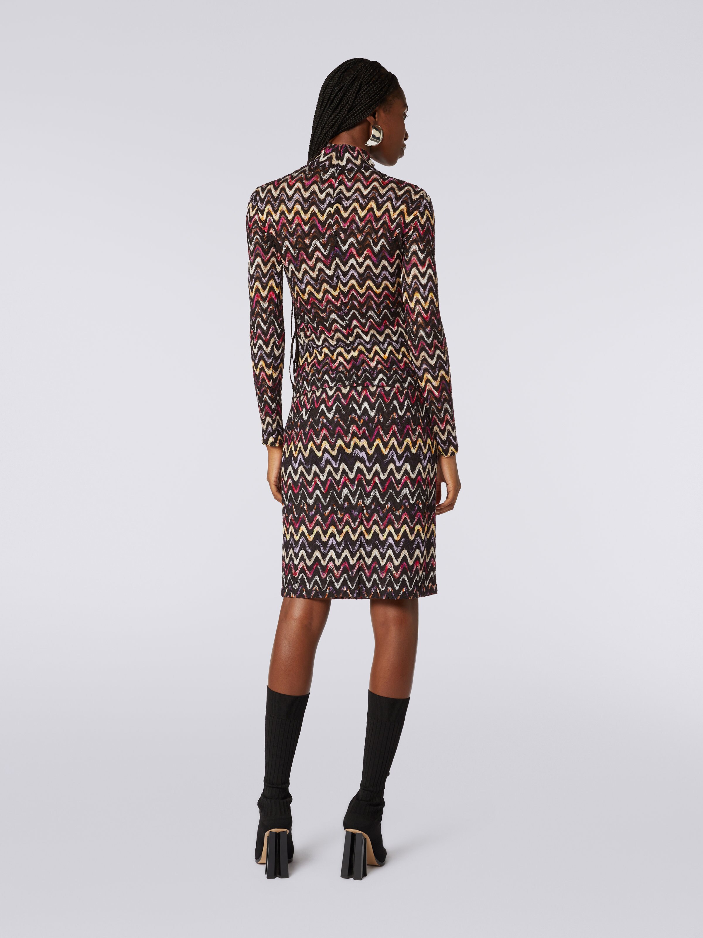 Wool and viscose longuette skirt with wave pattern, Multicoloured  - 3