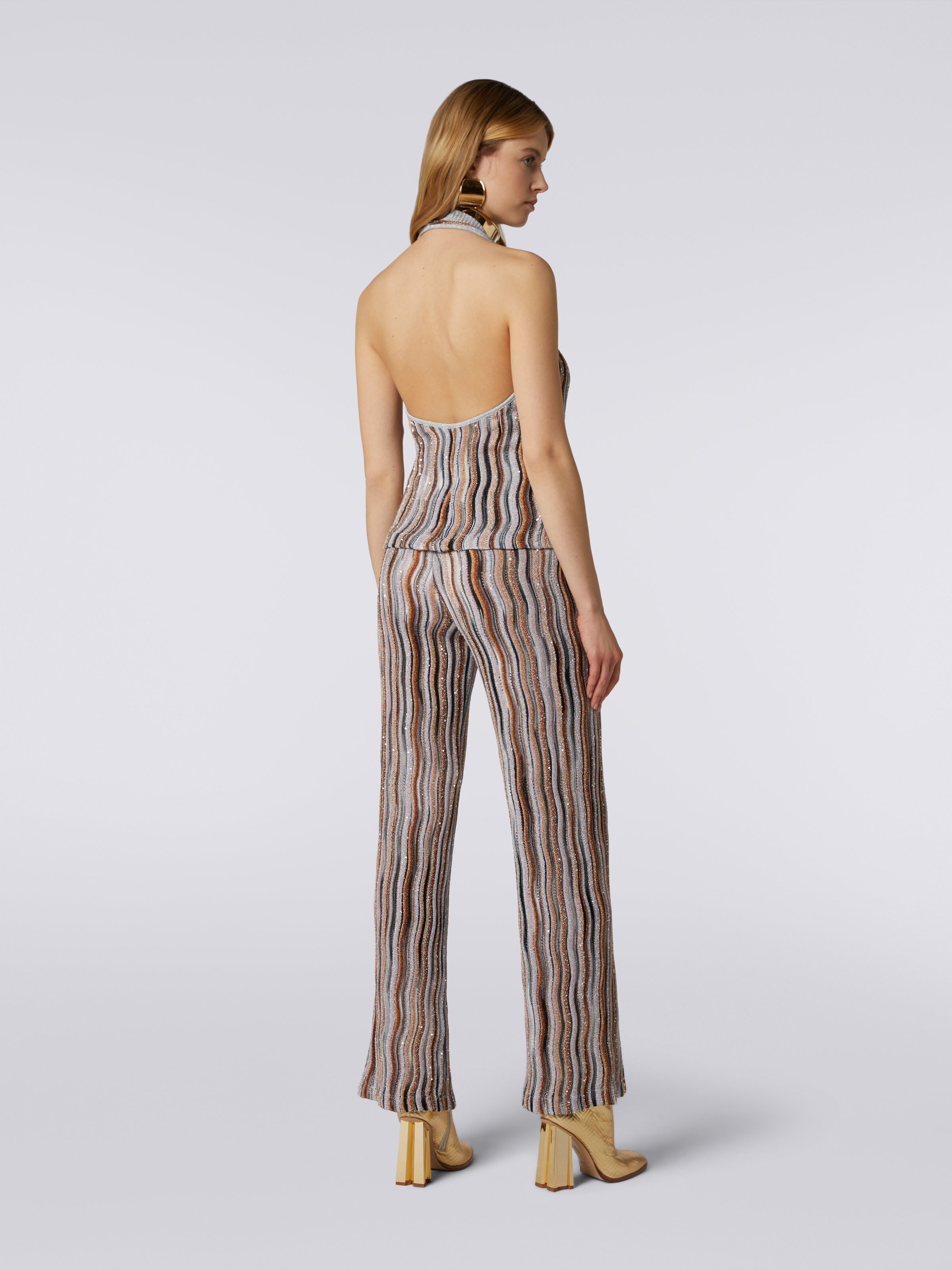 Straight viscose trousers with lurex and sequins, Multicoloured  - 3