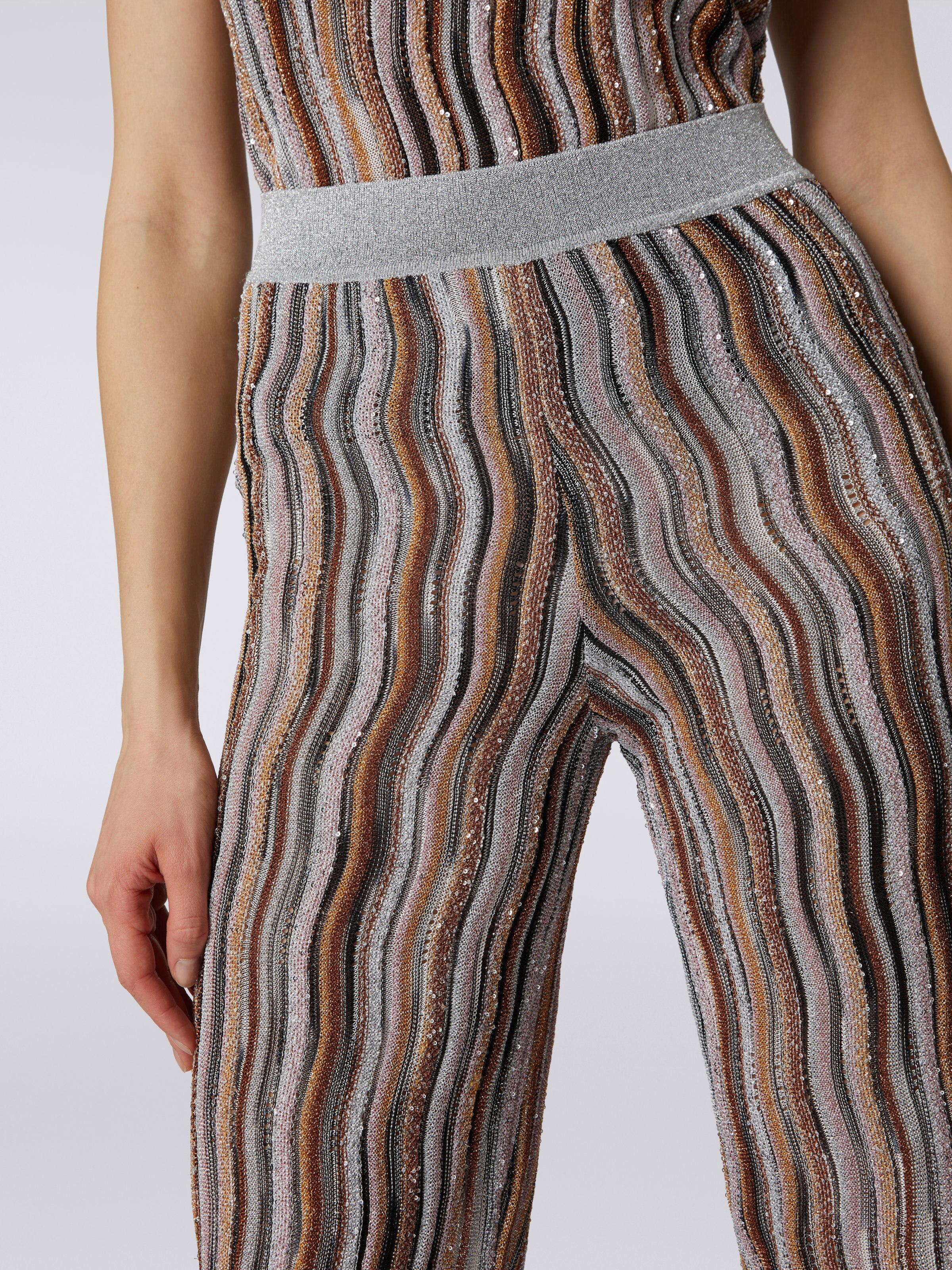 Straight viscose trousers with lurex and sequins, Multicoloured  - 4