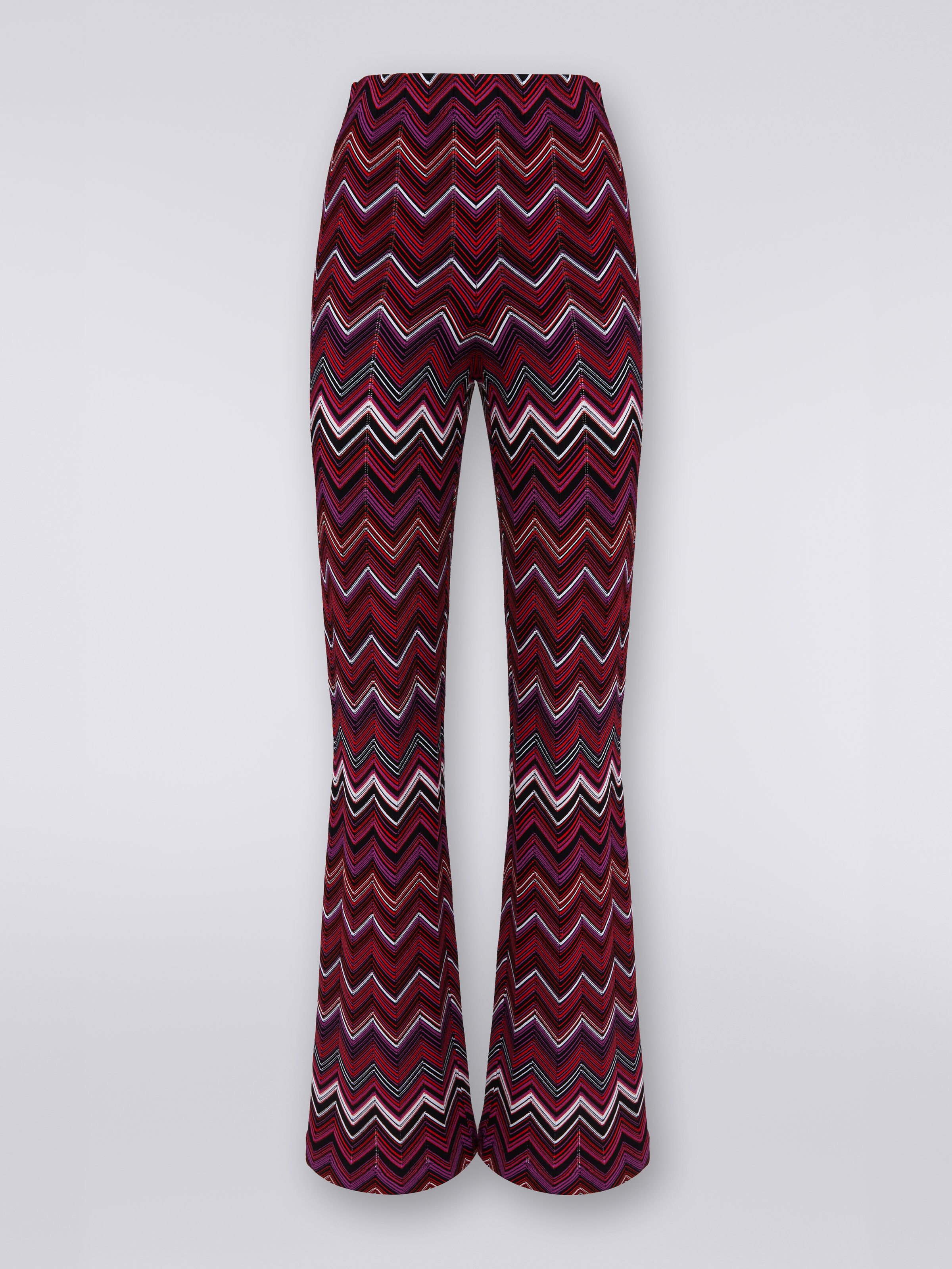 Flared viscose blend chevron trousers, Multicoloured  - 0