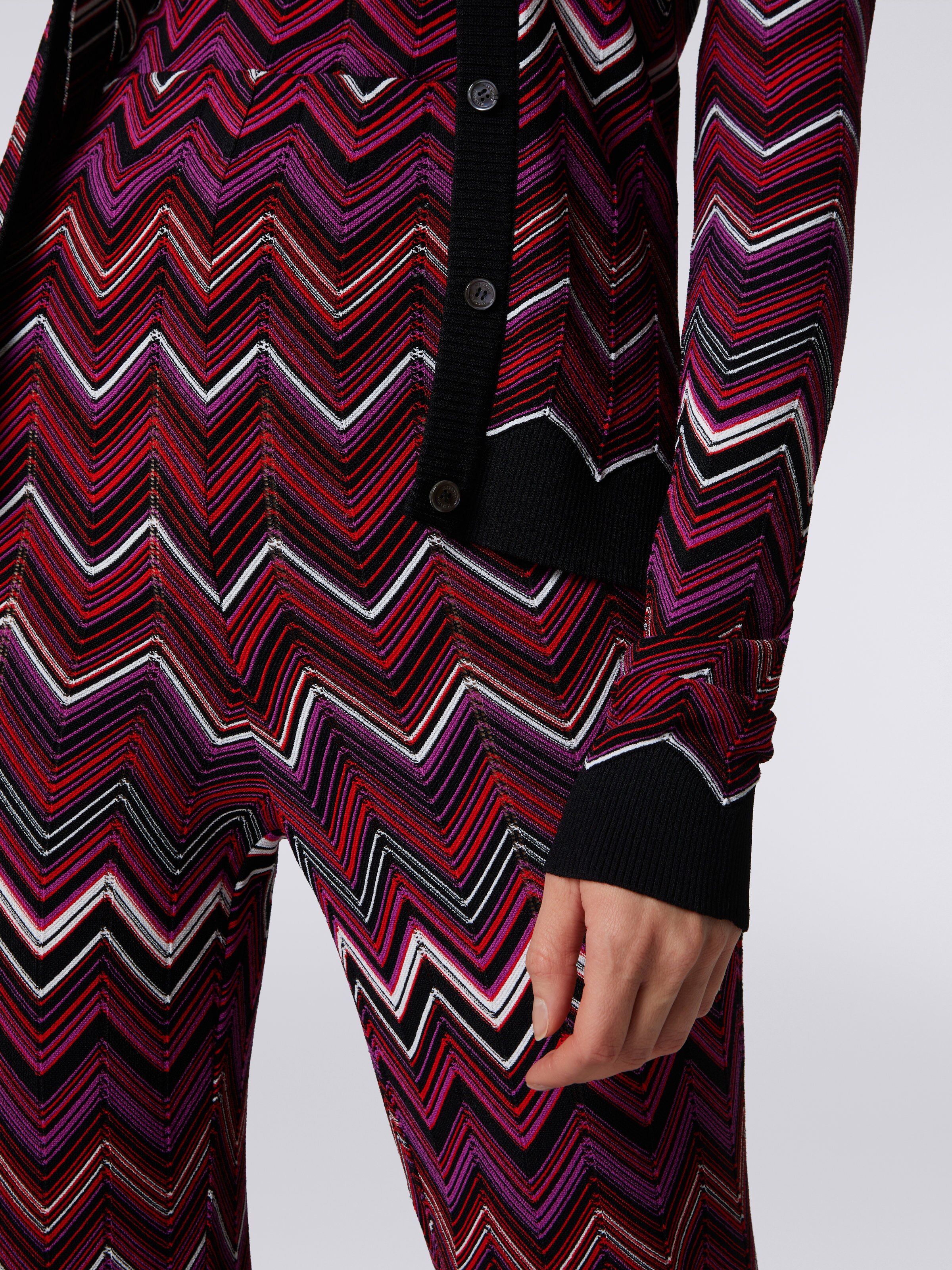 Flared viscose blend chevron trousers, Multicoloured  - 4