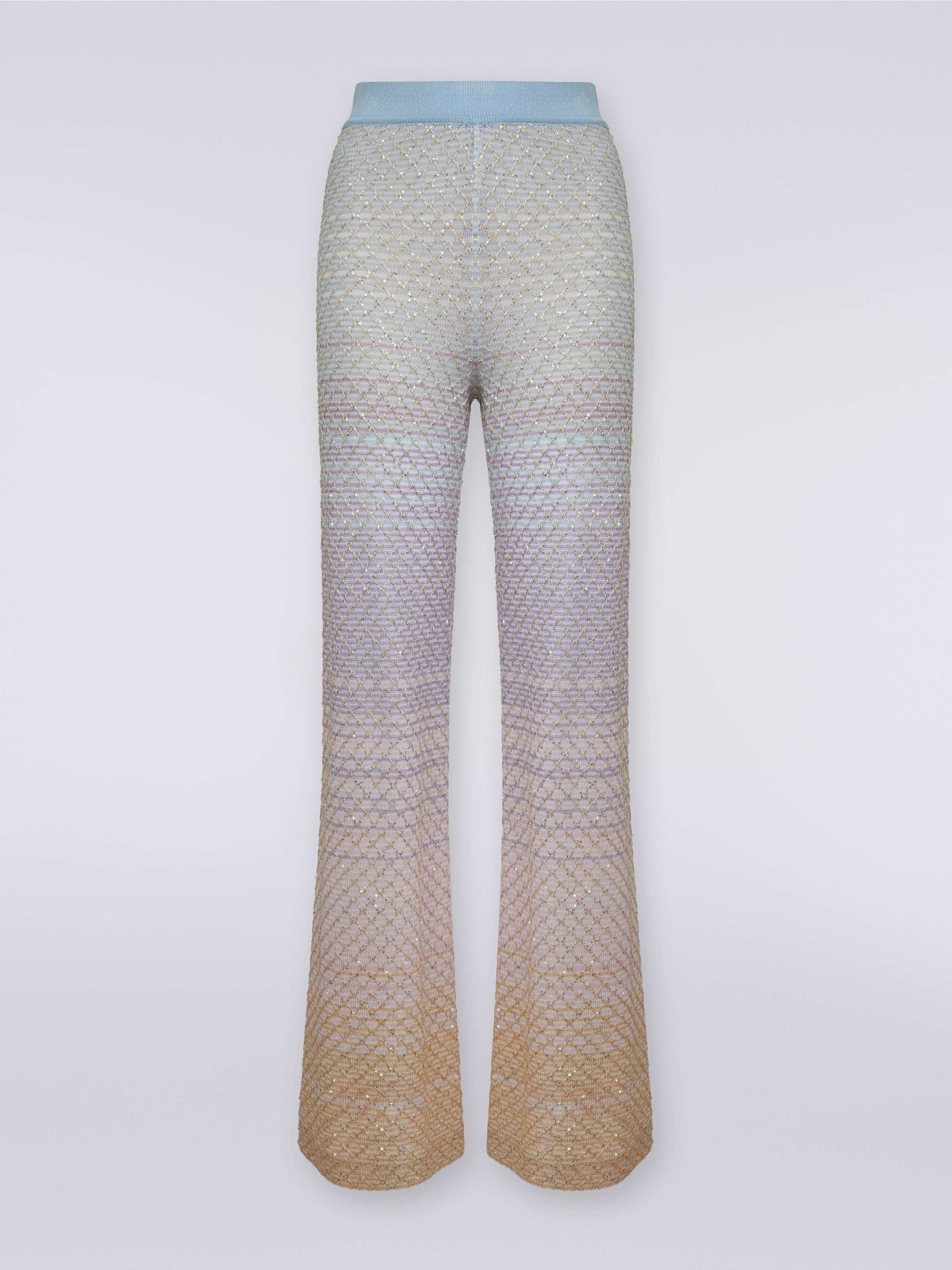 Pantaloni in misto viscosa con lavorazione a rete e paillettes, Multicolore  - 0