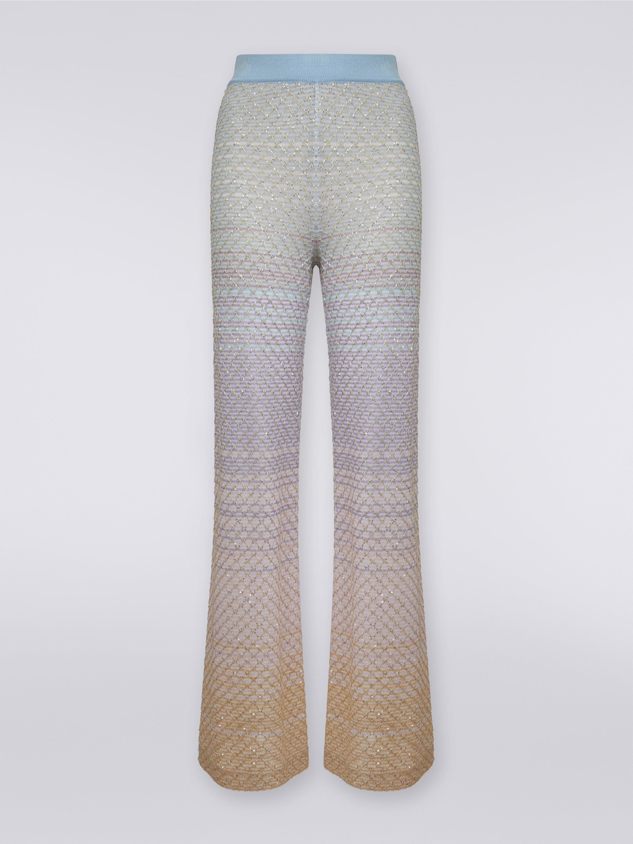 Viscose blend trousers with mesh and sequins, Multicoloured  - 0