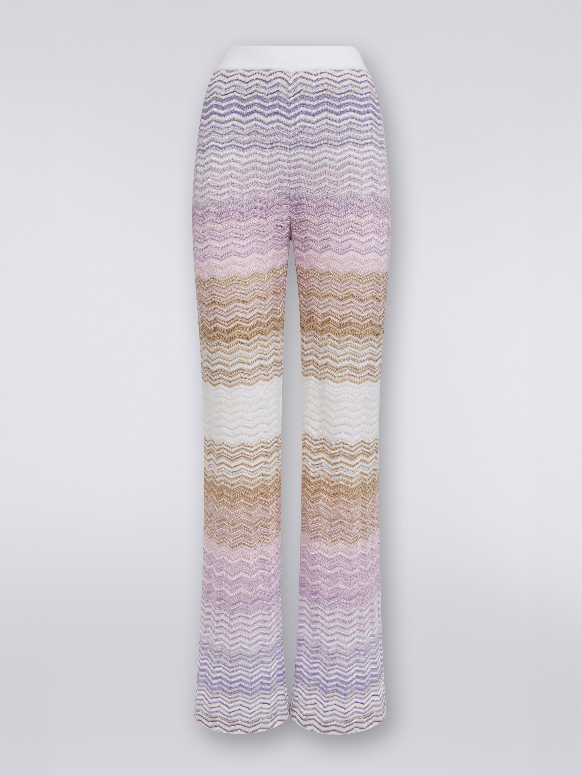Flared cotton and viscose chevron trousers , Multicoloured  - 0