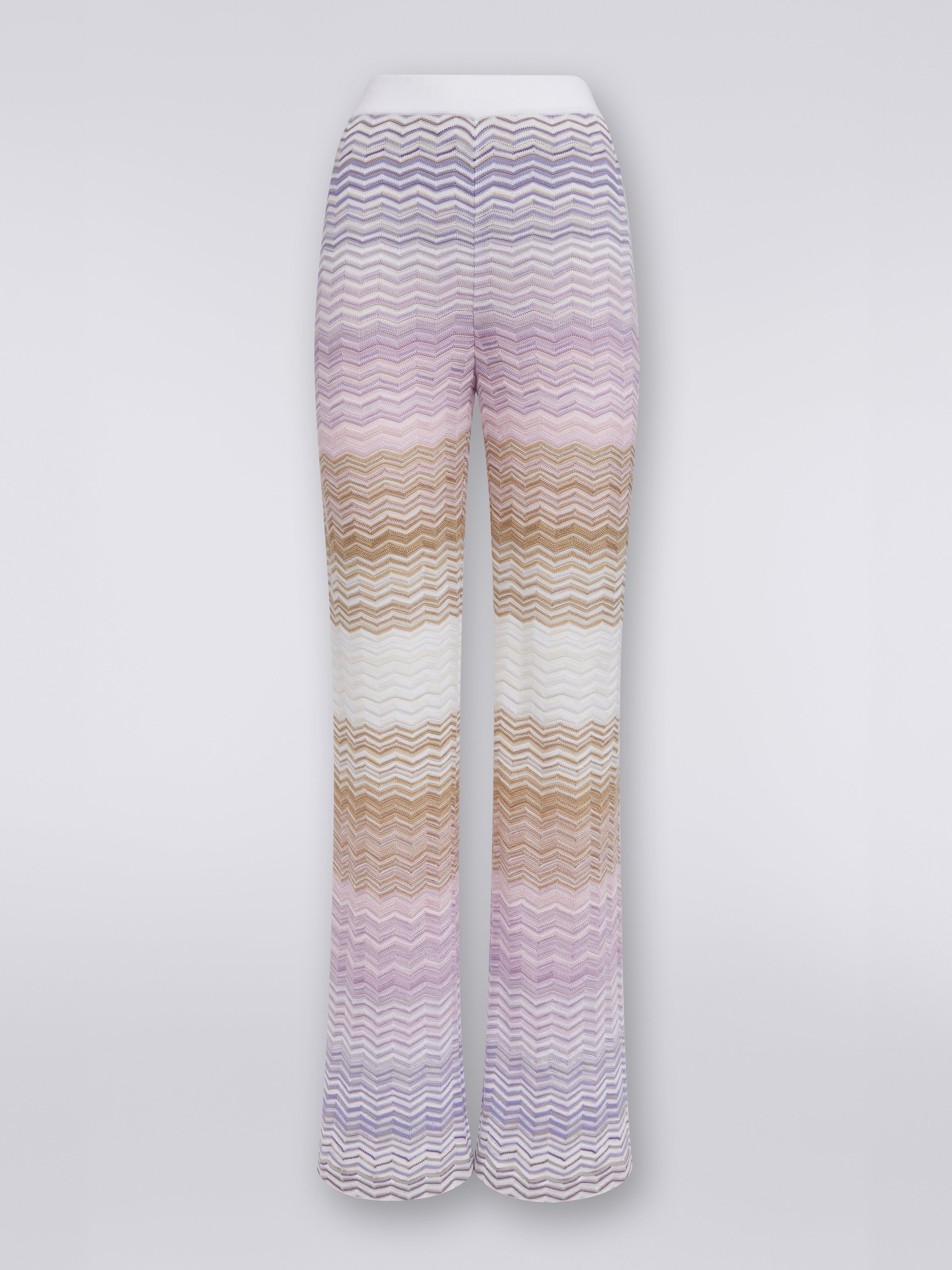 Flared cotton and viscose chevron trousers, Multicoloured  - 0