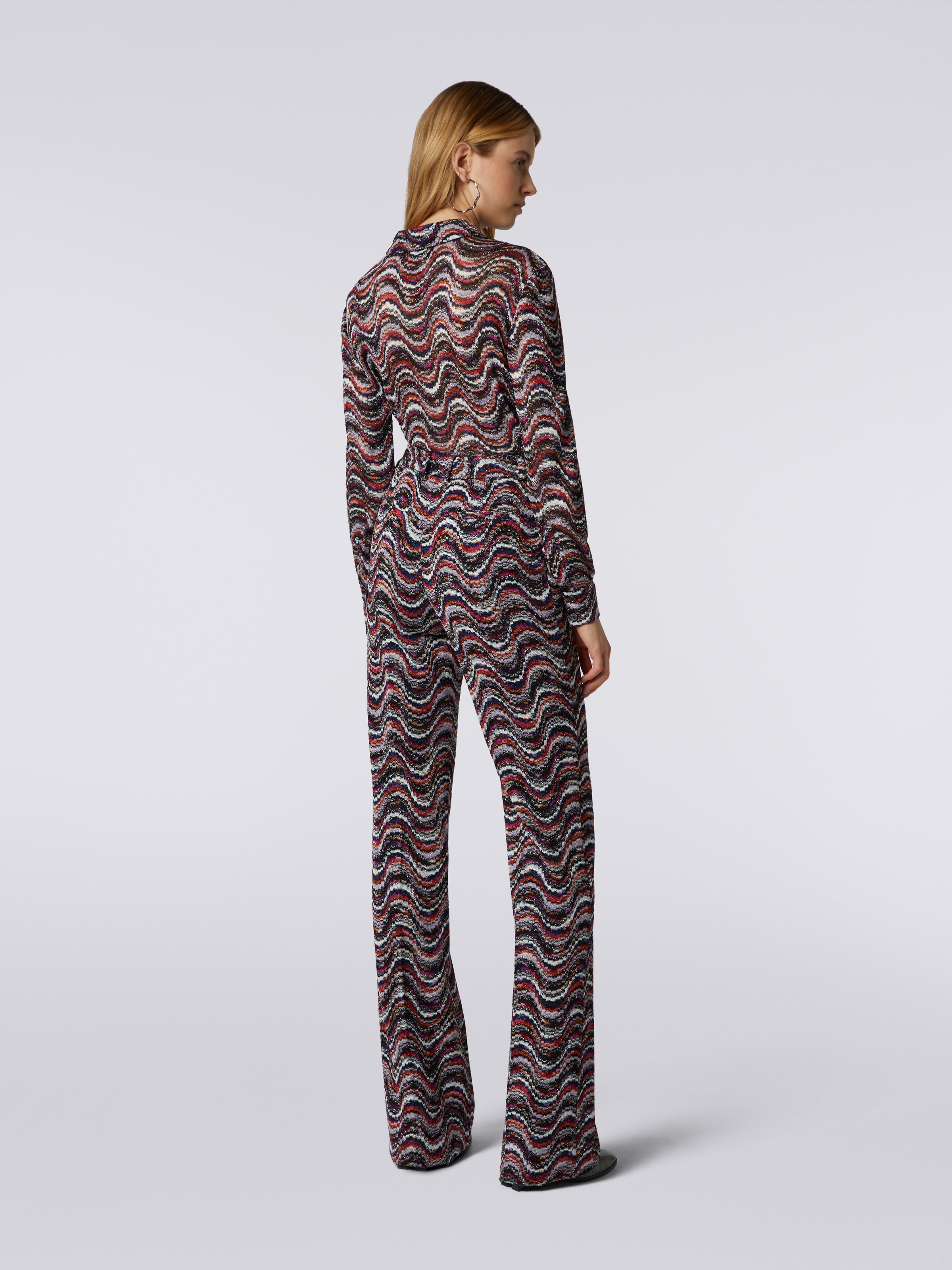 Viscose trousers with wave pattern and lurex, Multicoloured  - 3
