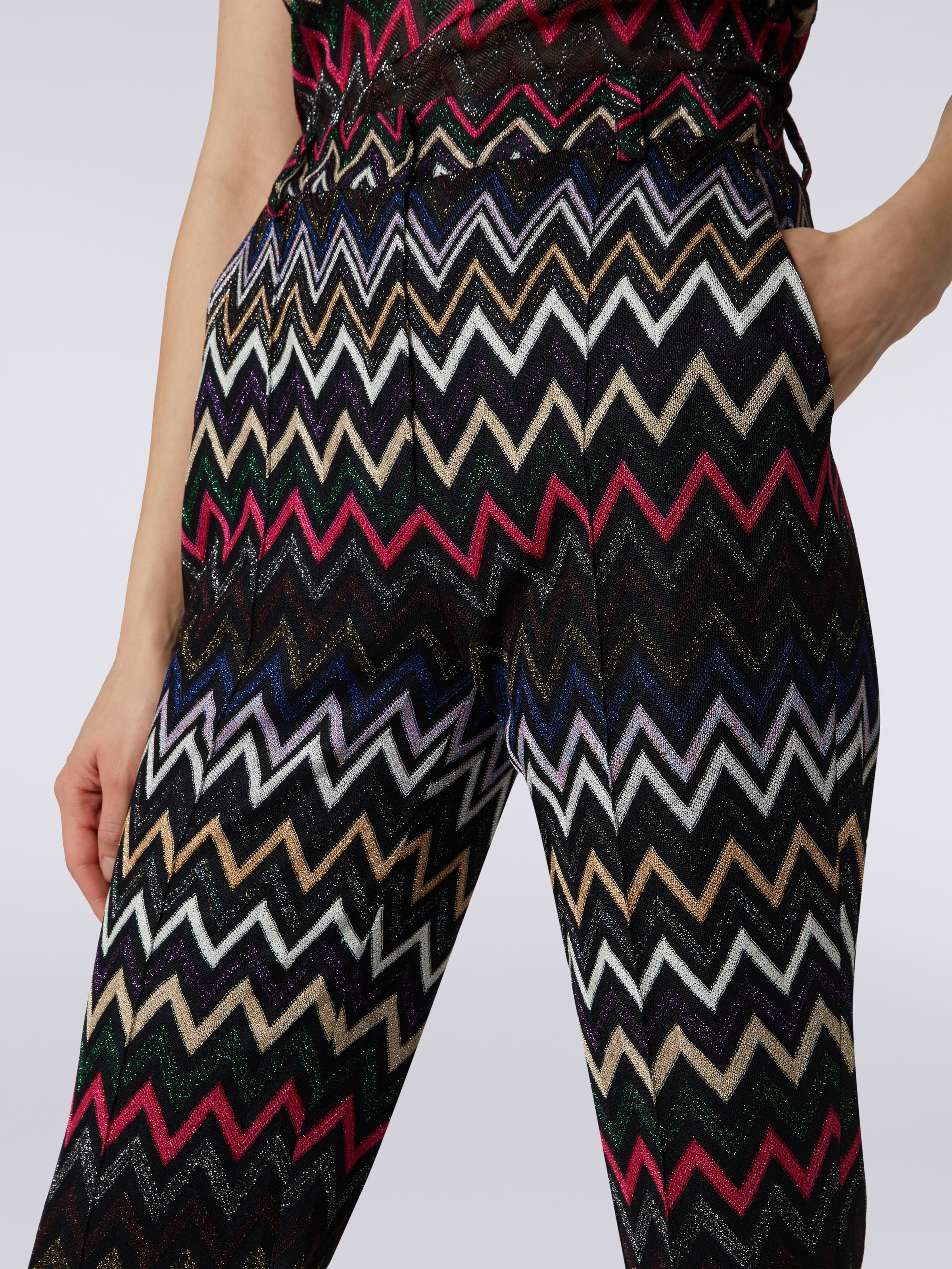 Viscose trousers with zigzag pattern and lurex, Multicoloured  - 4