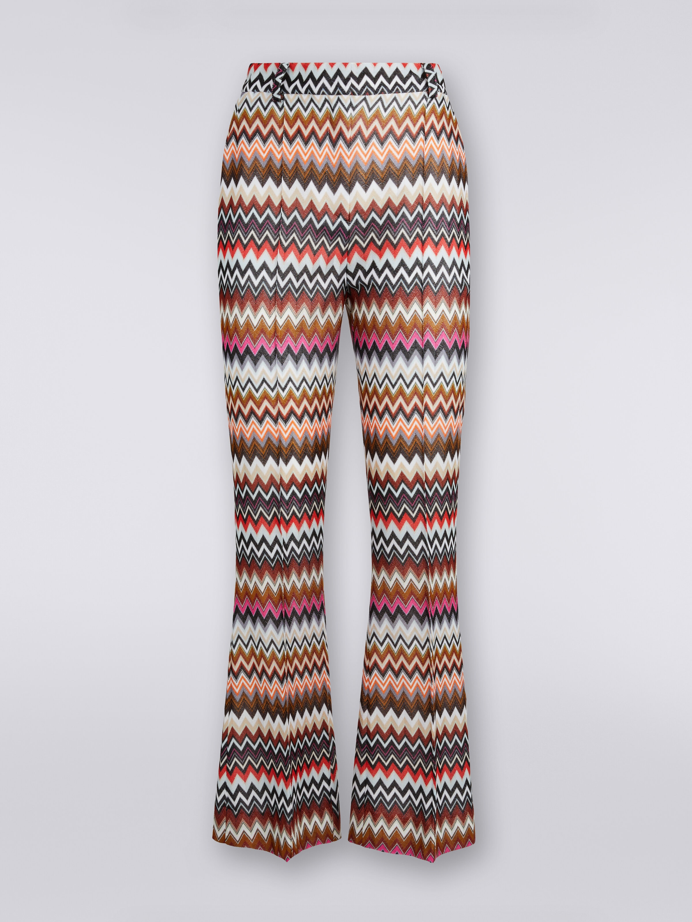 Flared zigzag viscose trousers  , Multicoloured  - 0