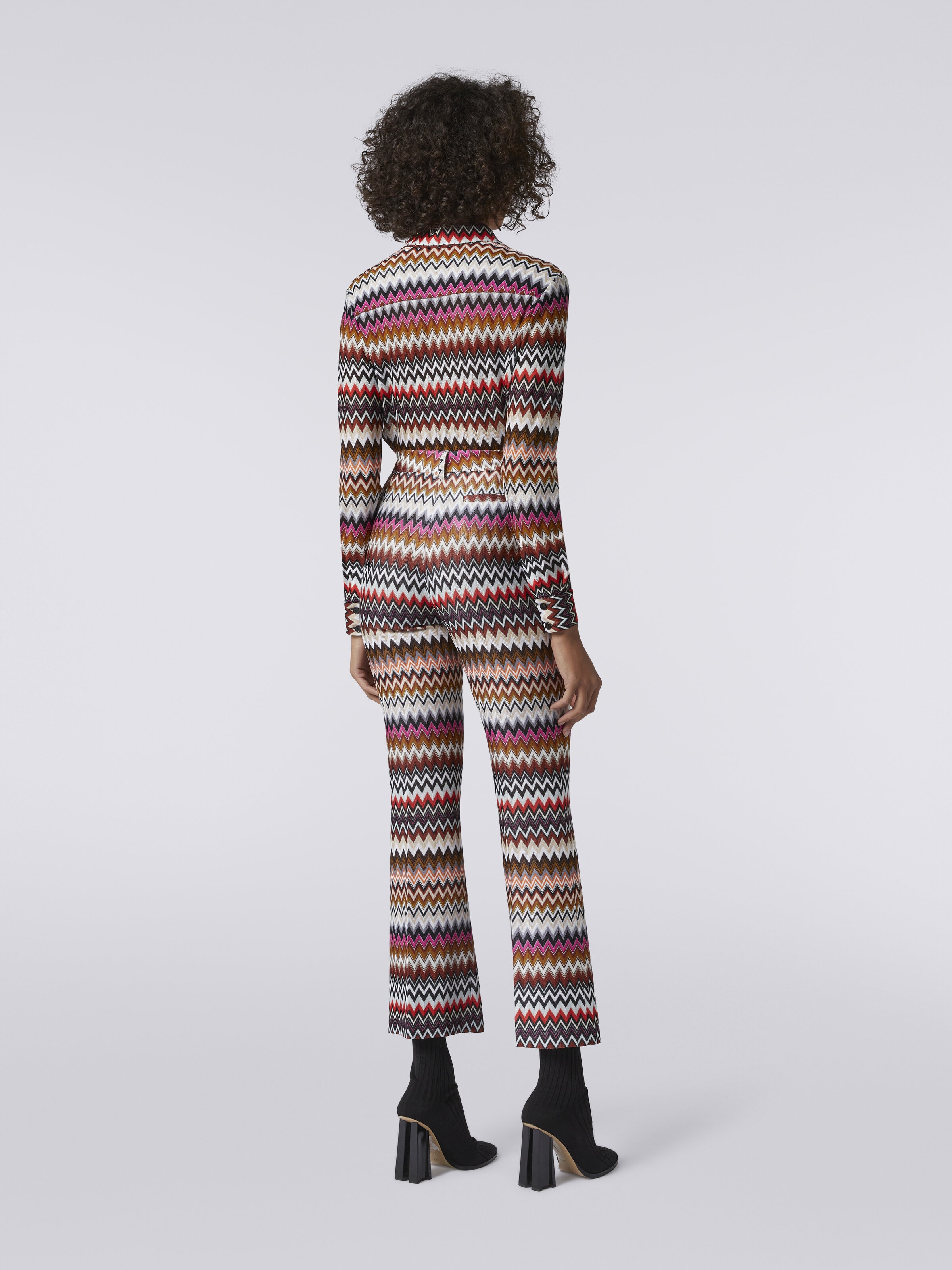 Pantalon évasé en viscose zig zag  , Multicolore  - 3