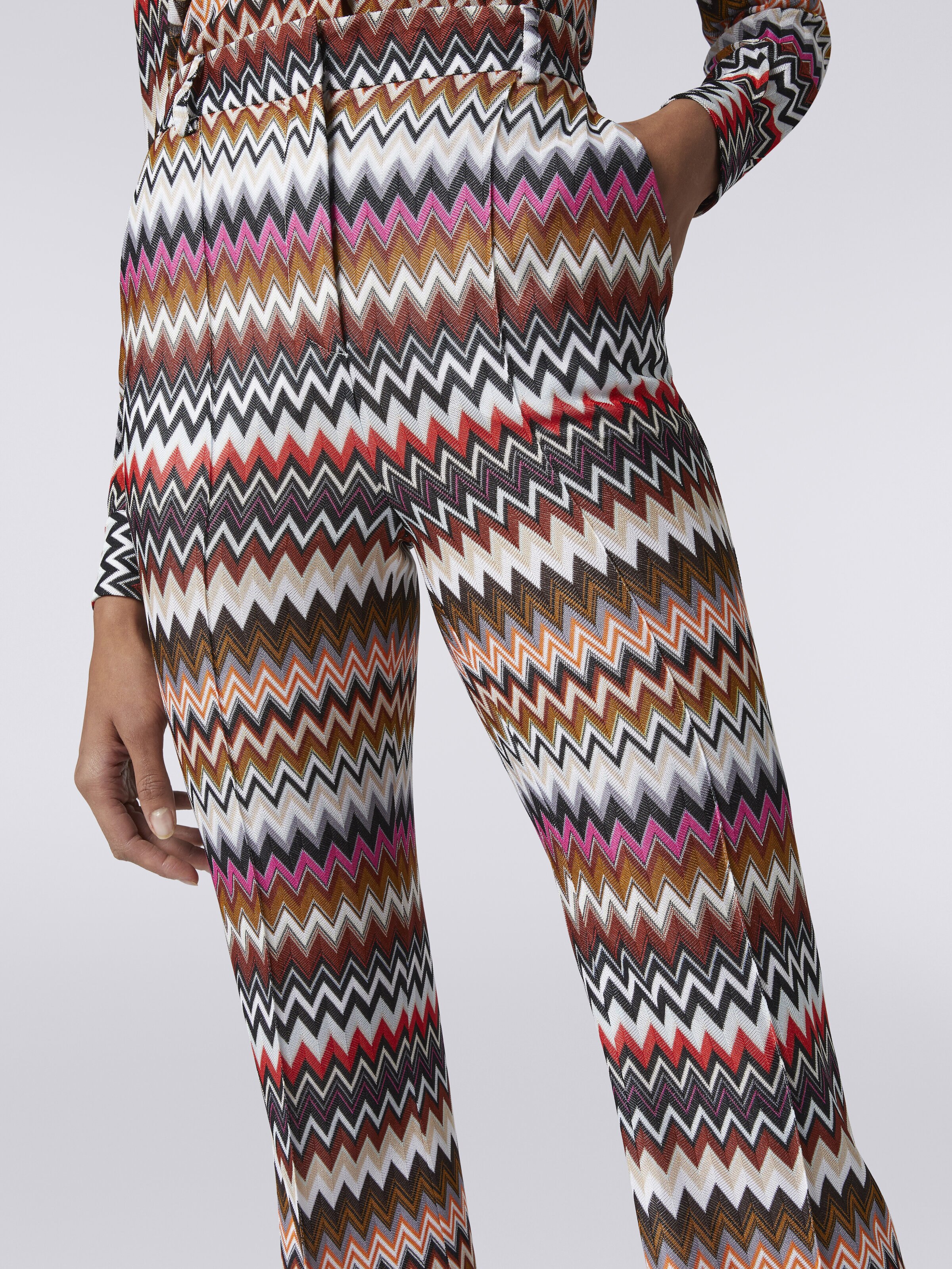 Pantalon évasé en viscose zig zag  , Multicolore  - 4