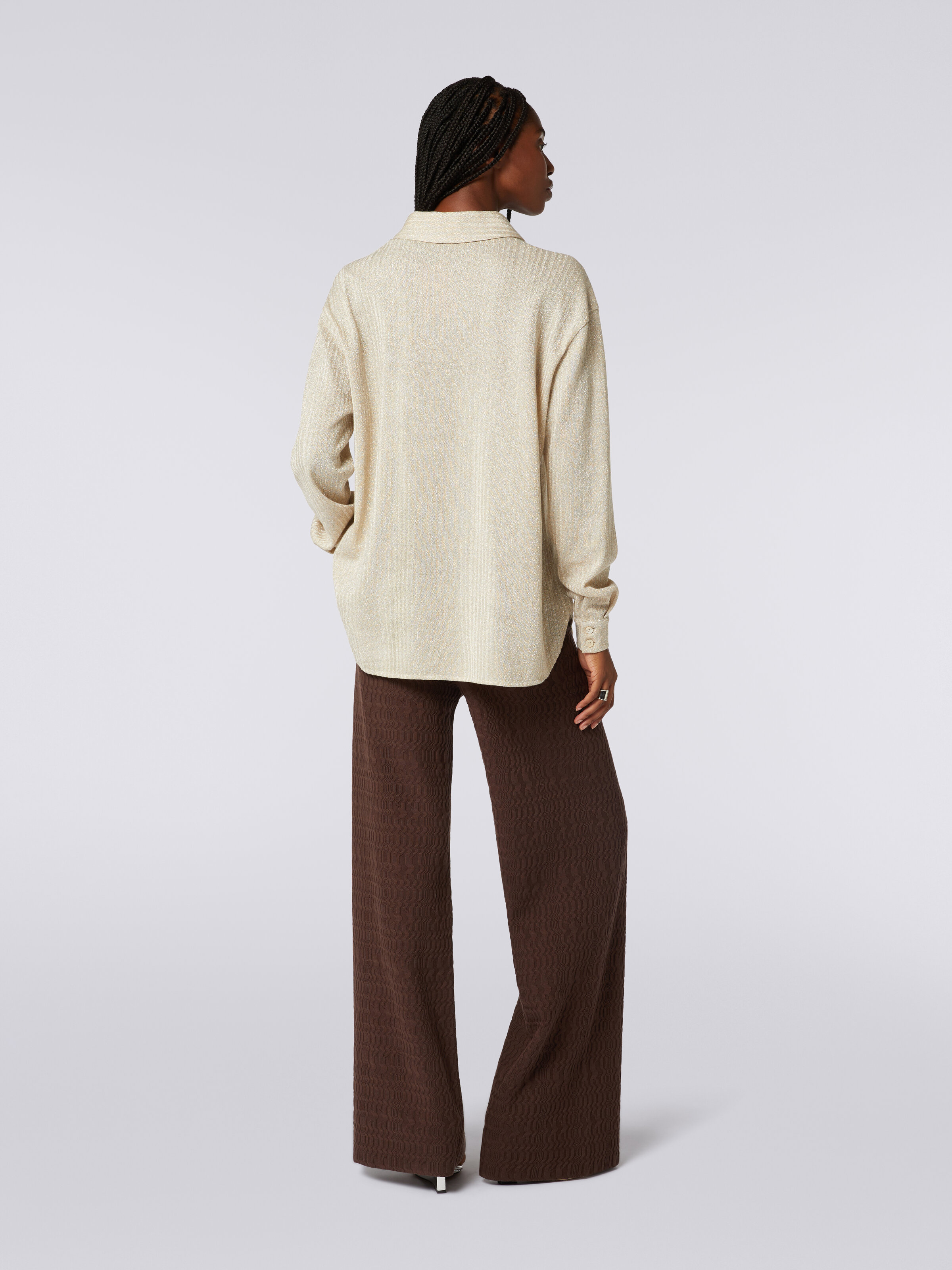 Cotton palazzo trousers , Brown - 3