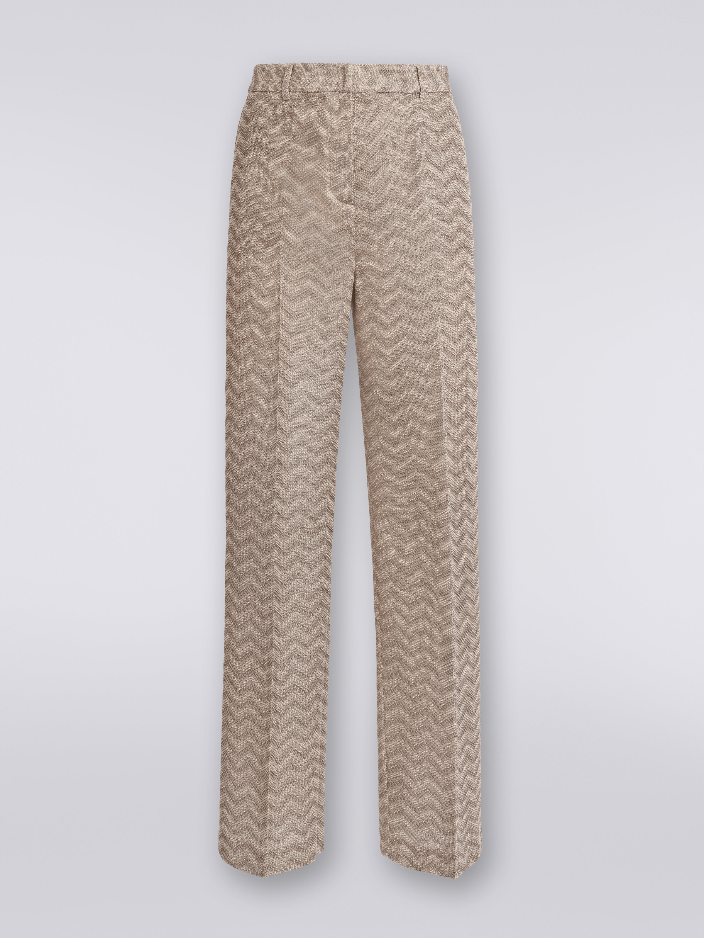Straight cotton chevron trousers , Beige - 0