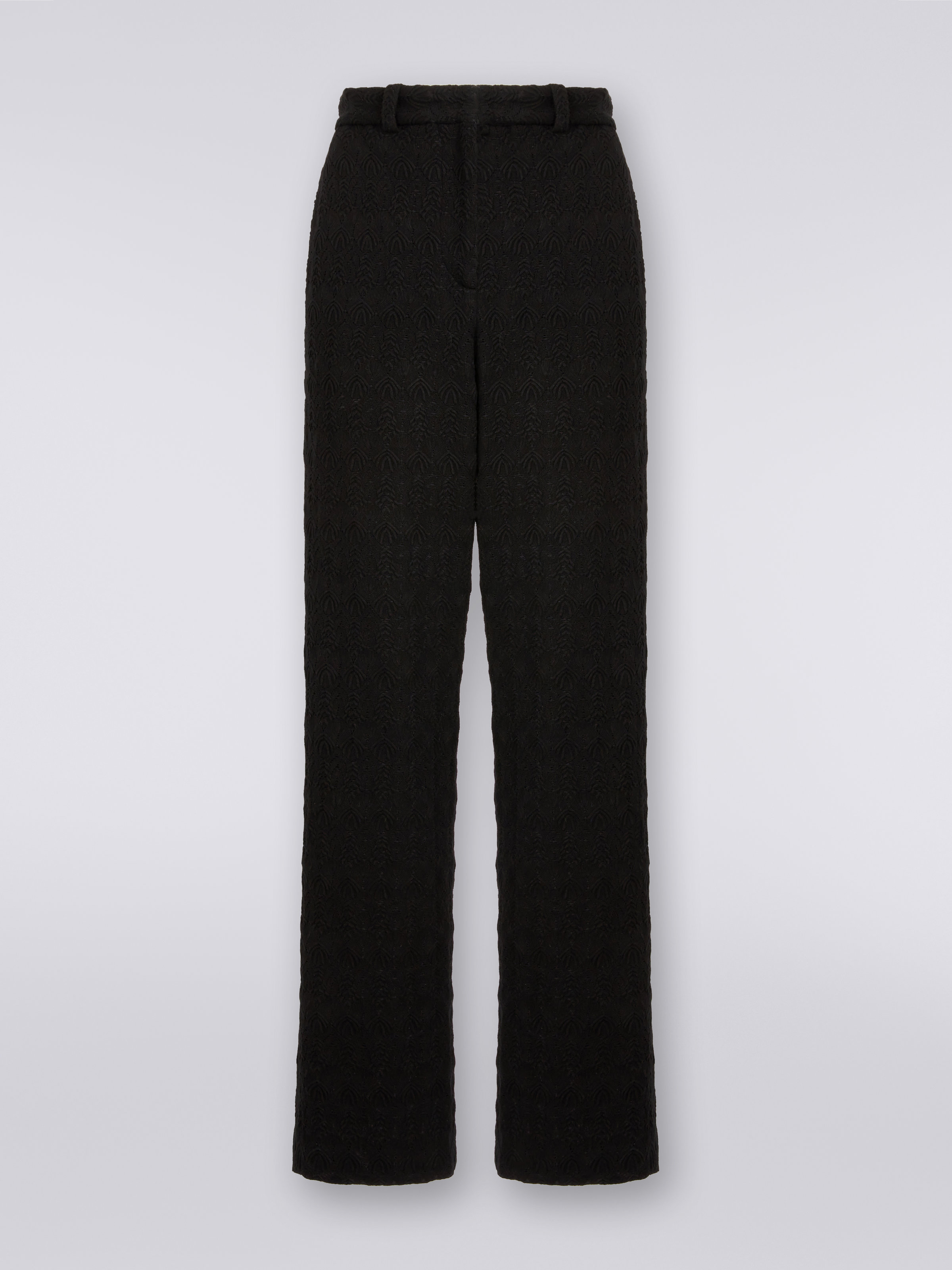 Pantalones clásicos con confección efecto encaje , Negro    - 0